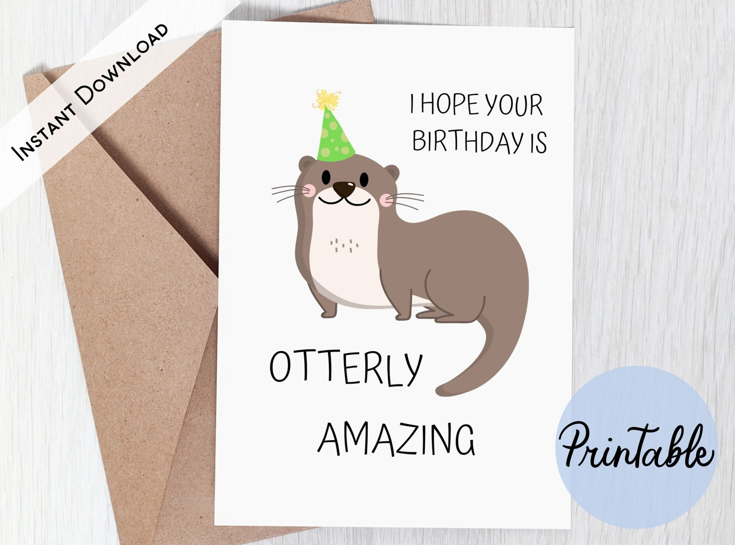 Printable Birthday Card, Otterly Amazing Birthday Card, Cute Funny pertaining to Otter Birthday Card Printable