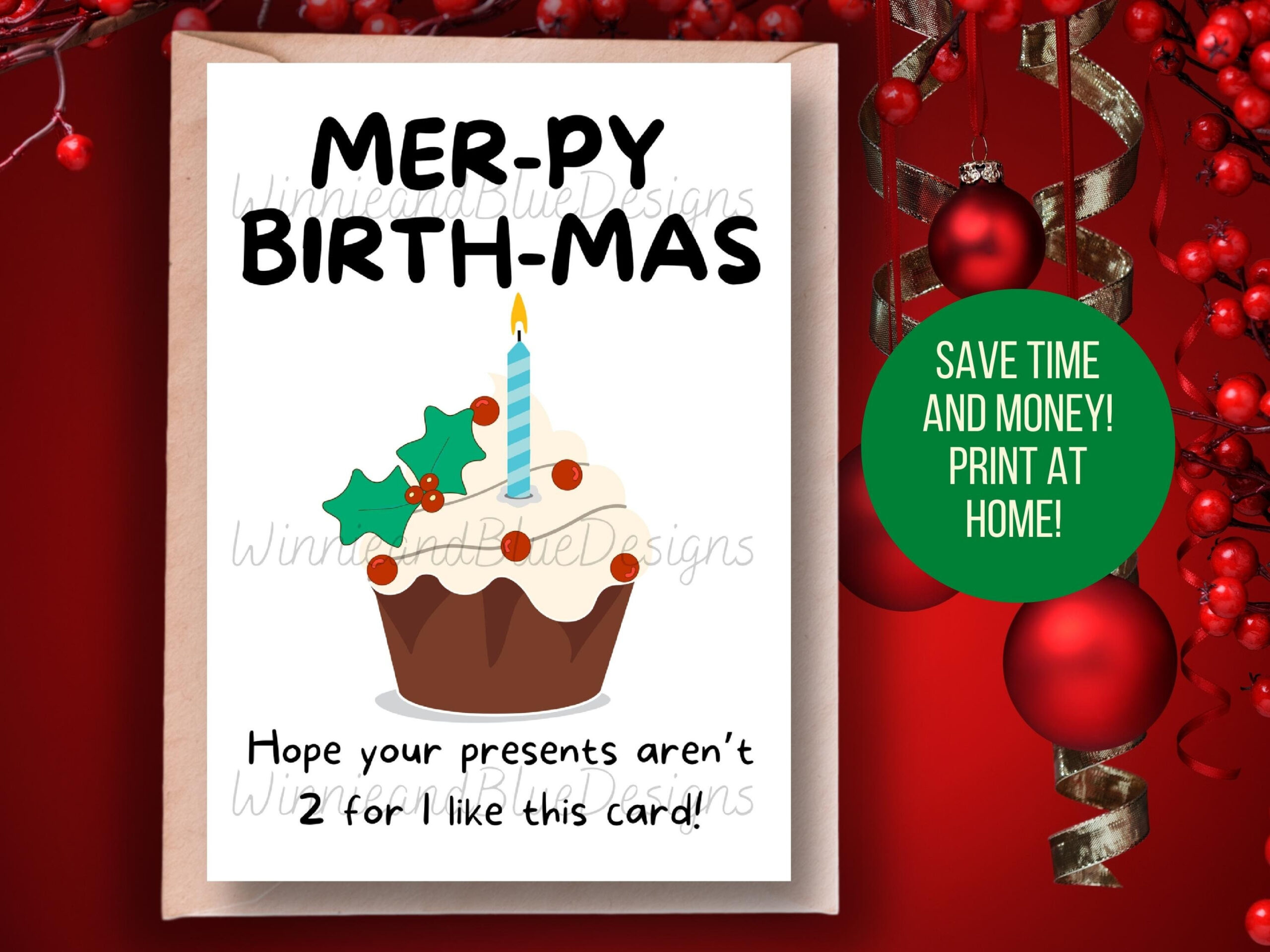 Printable Birthday Christmas Card, Funny Christmas Birthday Card pertaining to Christmas Birthday Cards Printable