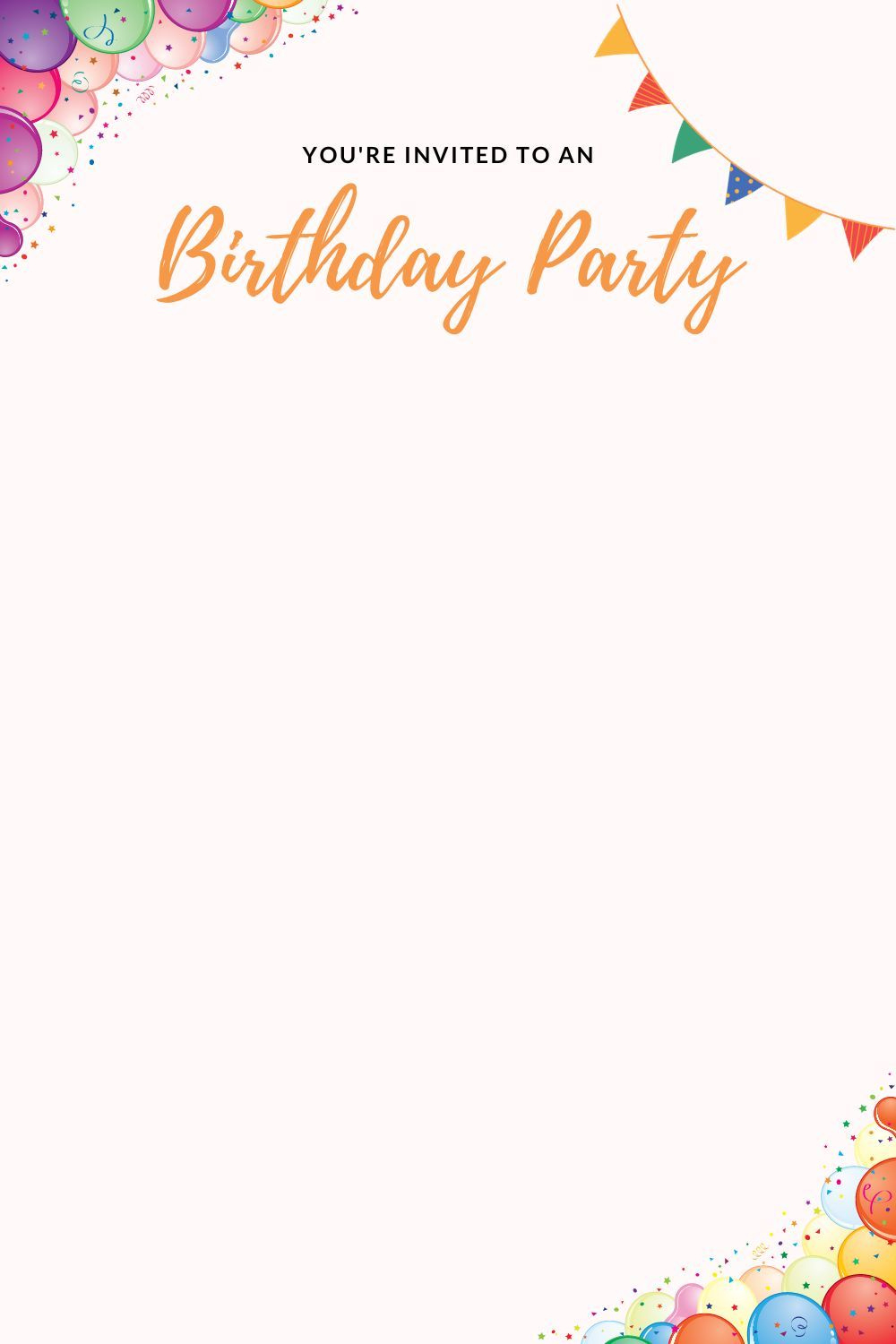 Printable Birthday Party Invitation Card Blank Template Free Pdf throughout Invitation Card For Birthday Party Free Printable