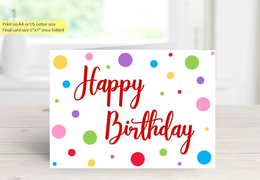 Printable Bright Birthday Card, Colourful Birthday Greeting throughout Printable Birthday Cards Etsy