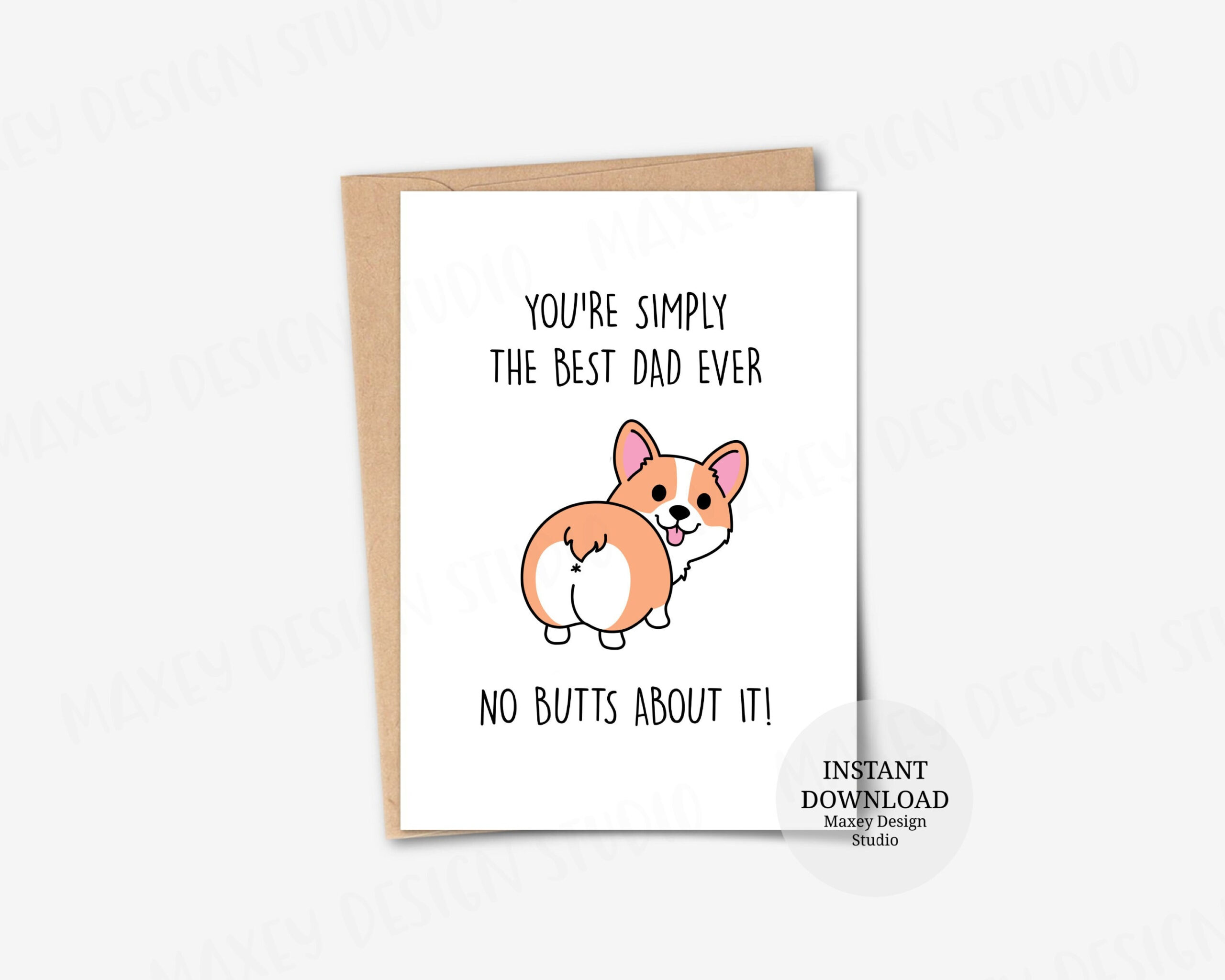 Printable Card, Corgi Birthday Card For Dad, Funny Father&amp;#039;S Day pertaining to Corgi Birthday Card Printable