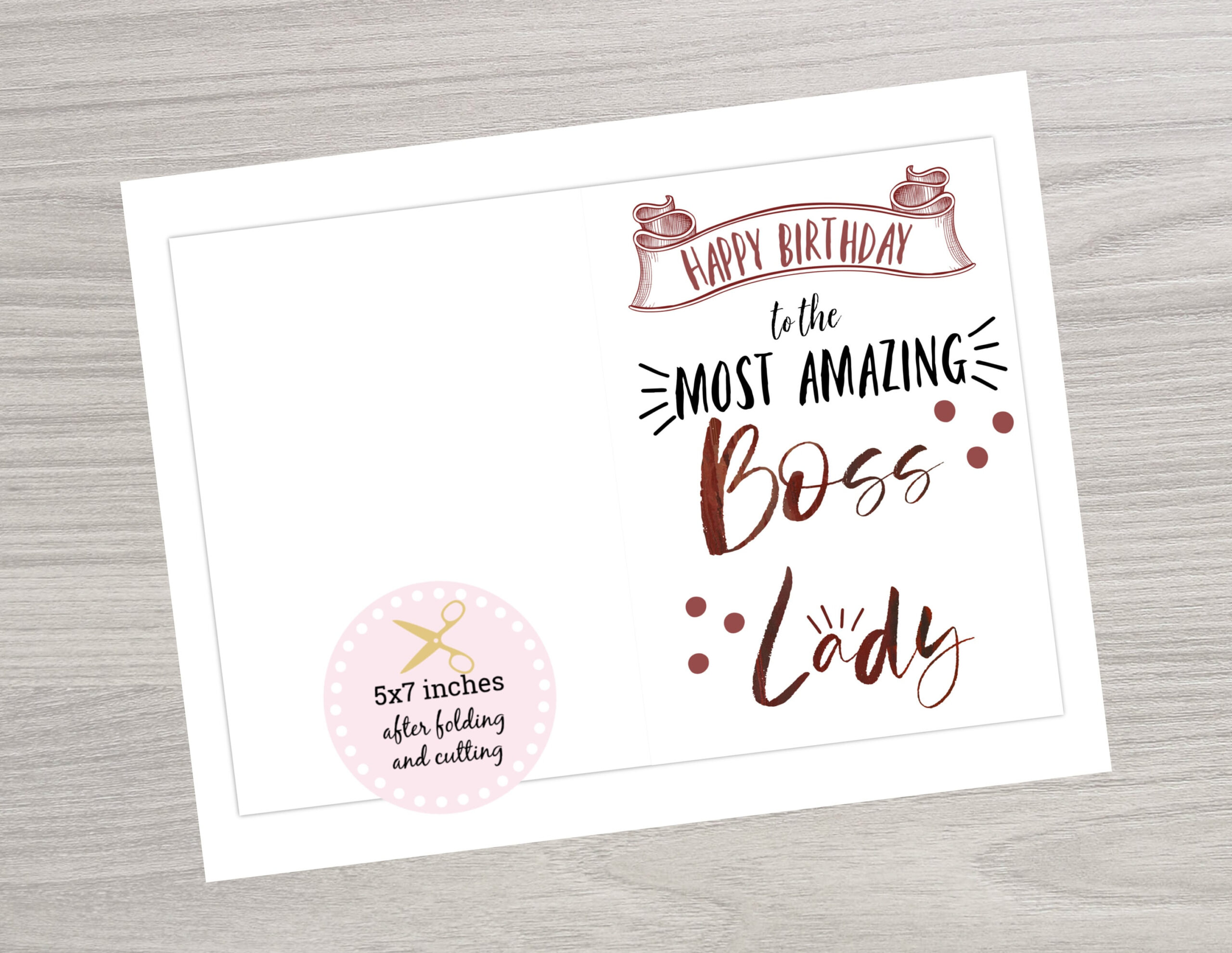 Printable Card, Happy Birthday To The Most Amazing Boss Lady, Boss for Boss Birthday Card Printable