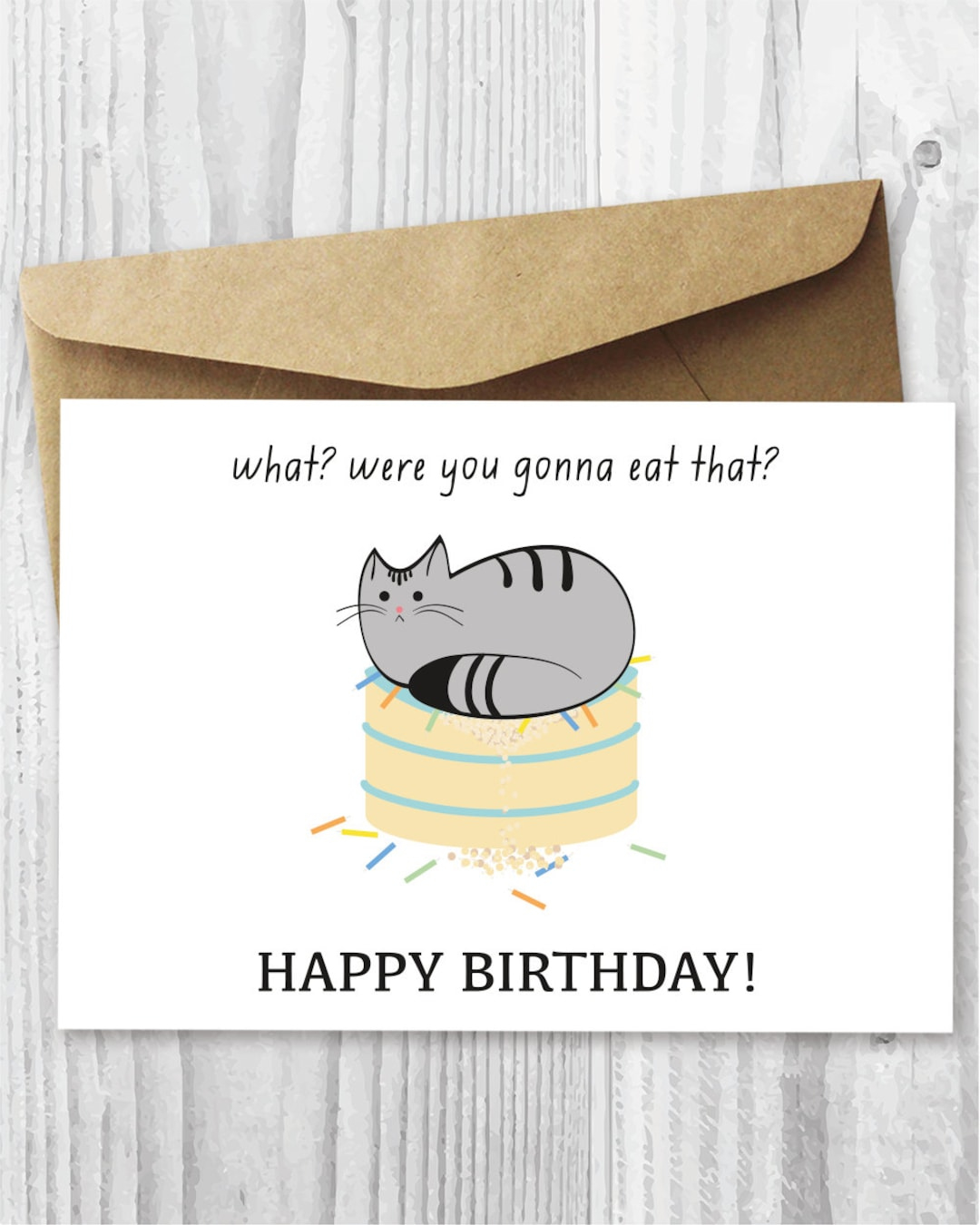 Printable Cat Birthday Card, Happy Birthday Cat Digital Card in Happy Birthday Cat Card Printable