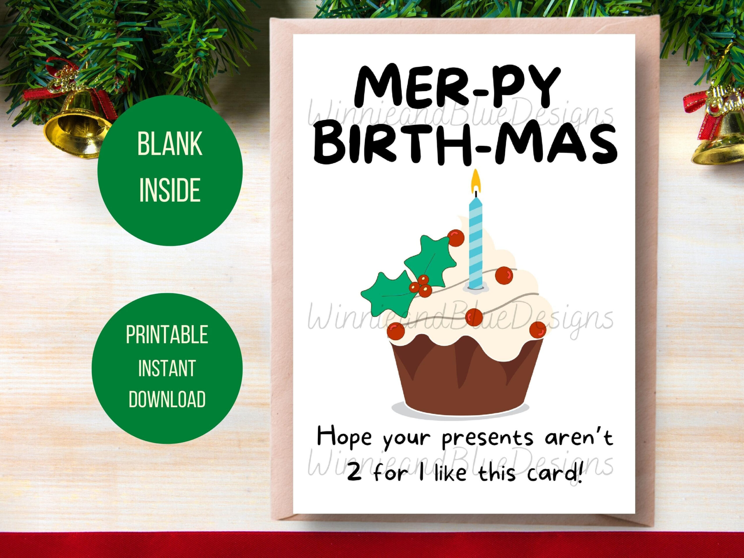 Printable Christmas Birthday Card, Funny Birthday Christmas Card pertaining to Printable Christmas Birthday Cards