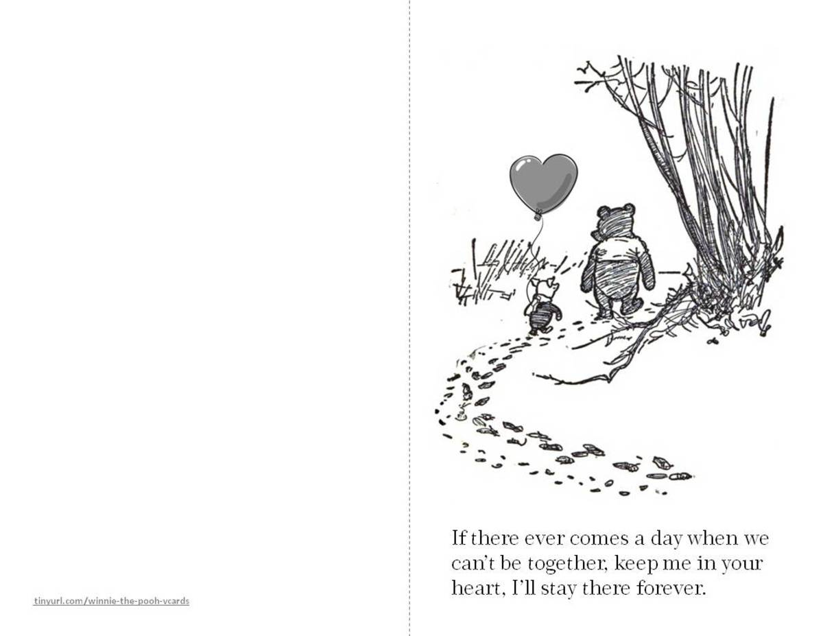 Printable Classic Winnie-The-Pooh Friendship Greeting Cards To for Free Printable Winnie The Pooh Birthday Cards