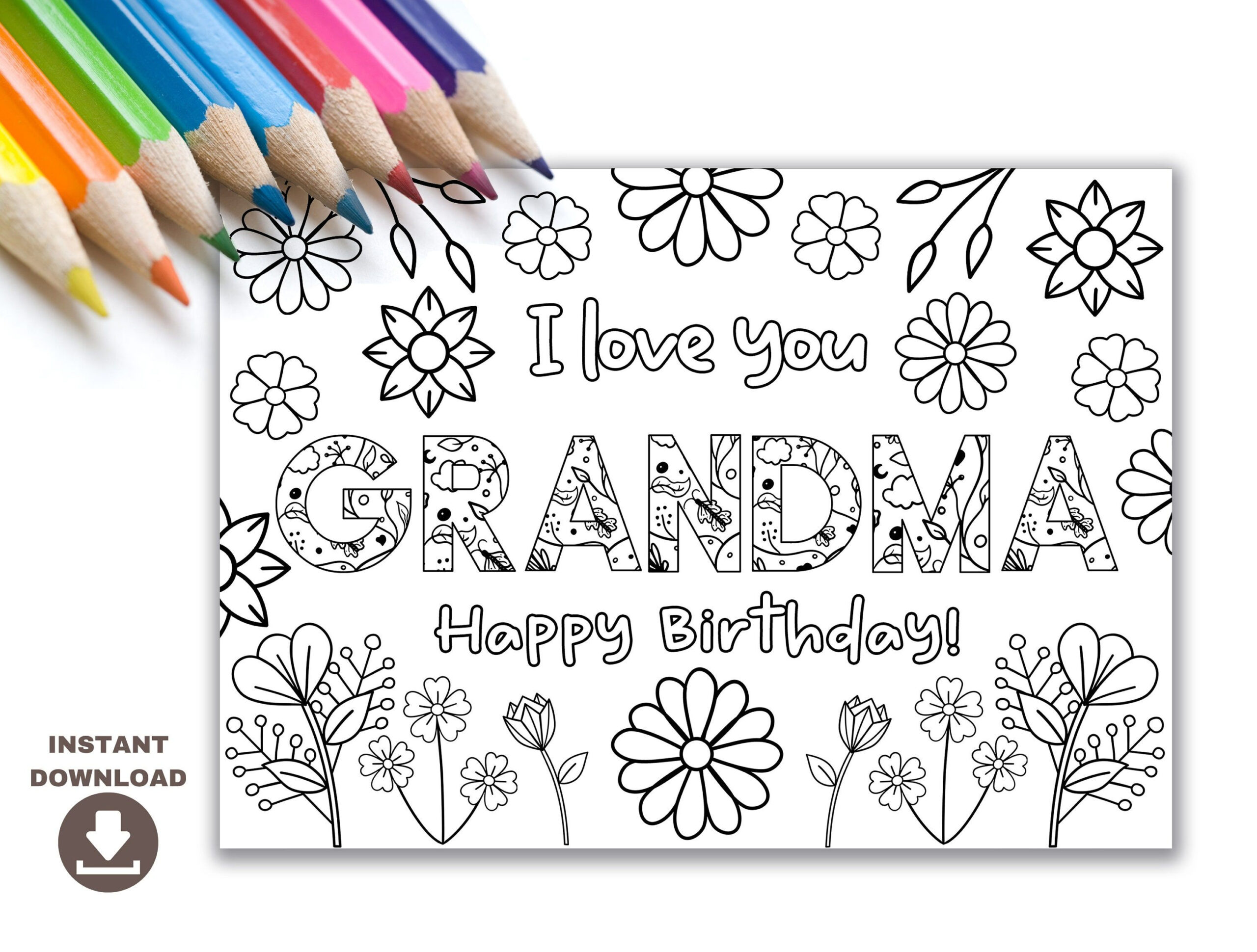 Printable Coloring Birthday Card For Grandma. Grandmother Birthday for Birthday Cards For Grandma Free Printable