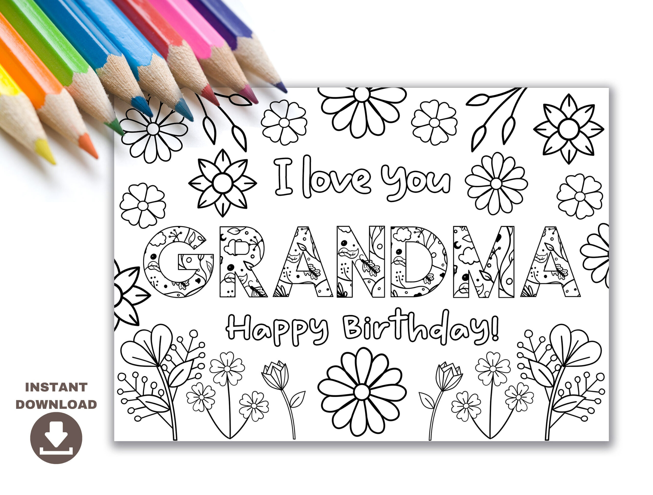 Printable Coloring Birthday Card For Grandma. Grandmother Birthday for Birthday Cards For Grandma Printable