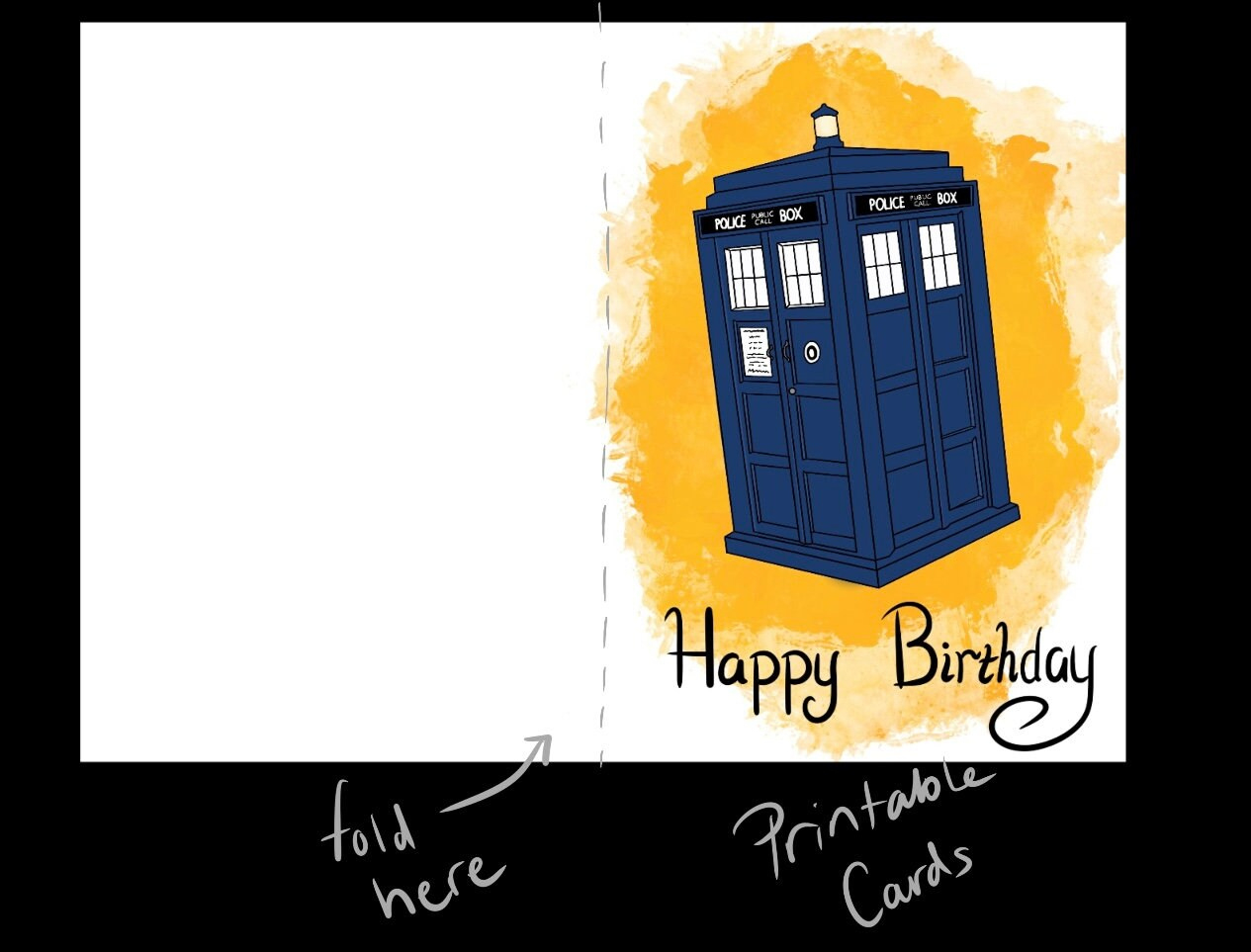 Printable Doctor Who Tardis Birthday Card in Dr Who Birthday Card Printable