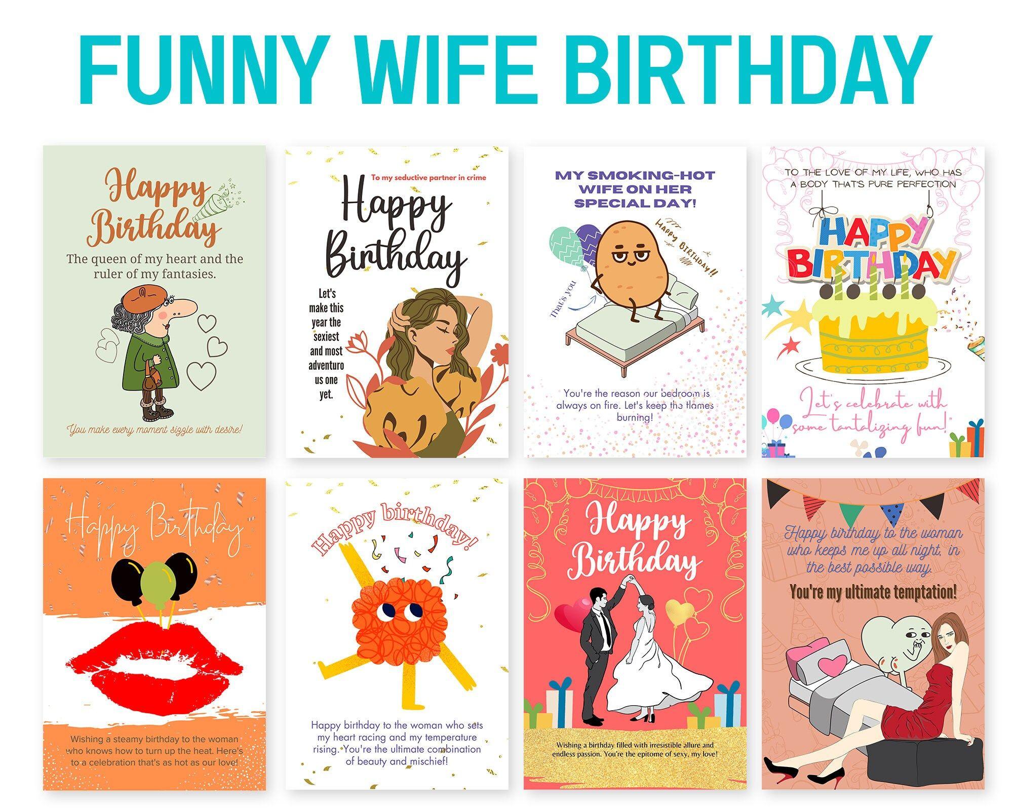 Printable Funny Birthday Card For Wife, Wife Funny Birthday Wish for Free Printable Birthday Cards For Wife