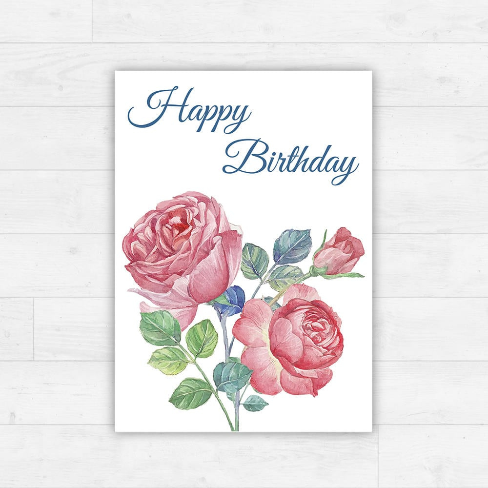 Printable Happy Birthday Card / Instant Download / Illustrated for Floral Birthday Card Printable