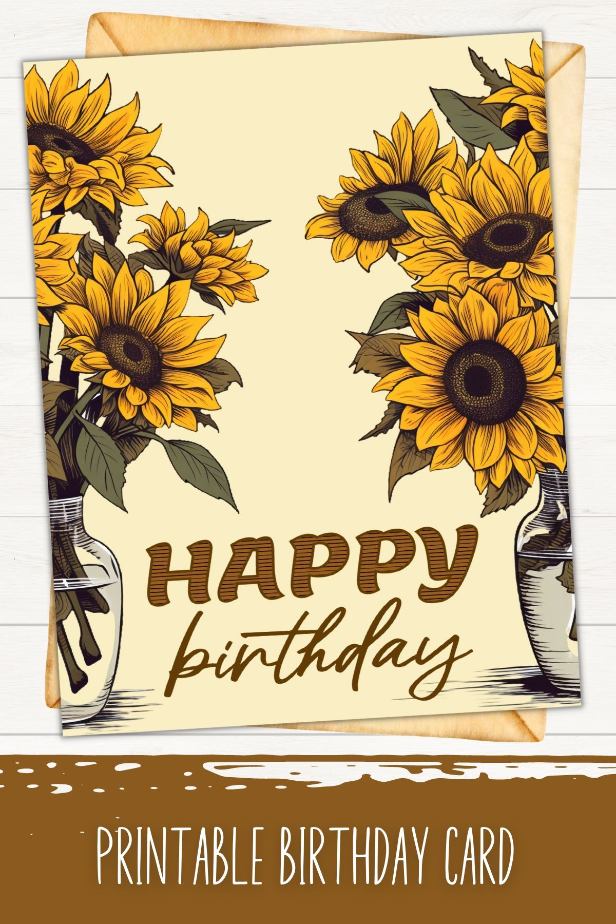 Printable Happy Birthday Card | Sunflower Card | Digital Download throughout Sunflower Birthday Card Printable