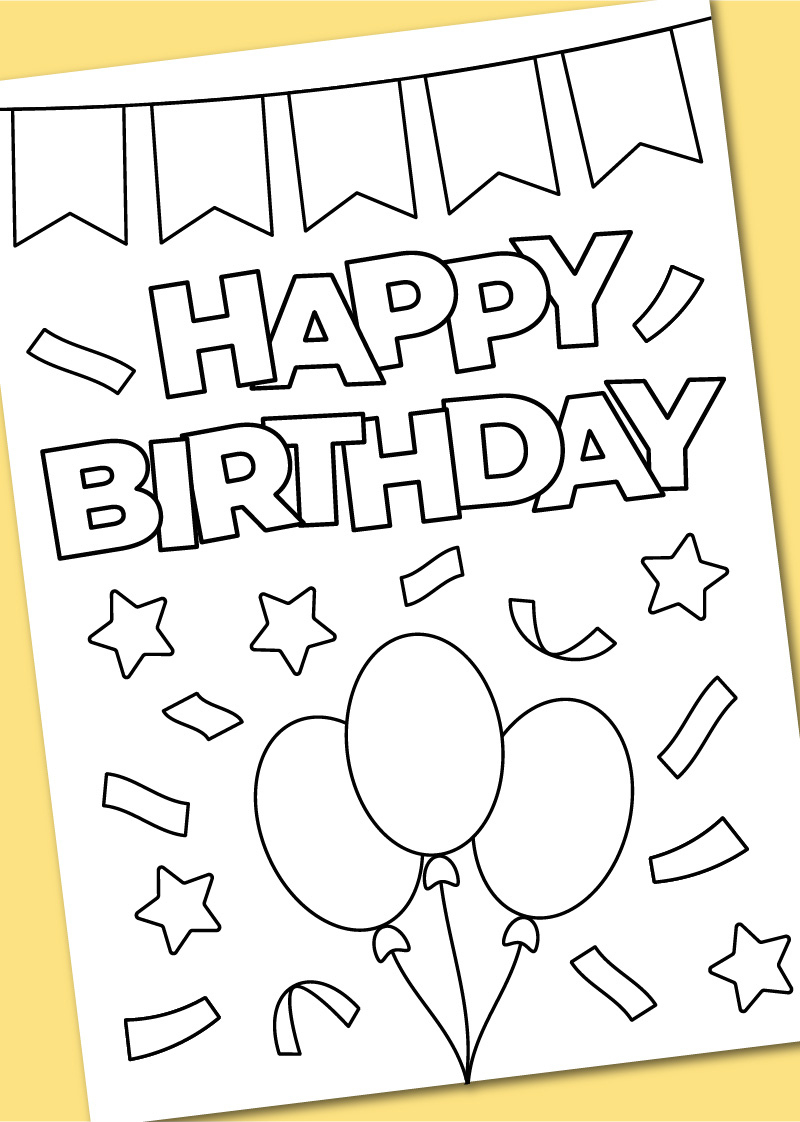 Printable Happy Birthday Coloring Card - Chevron Lemon for Birthday Wishes Foldable Printable Birthday Cards To Color