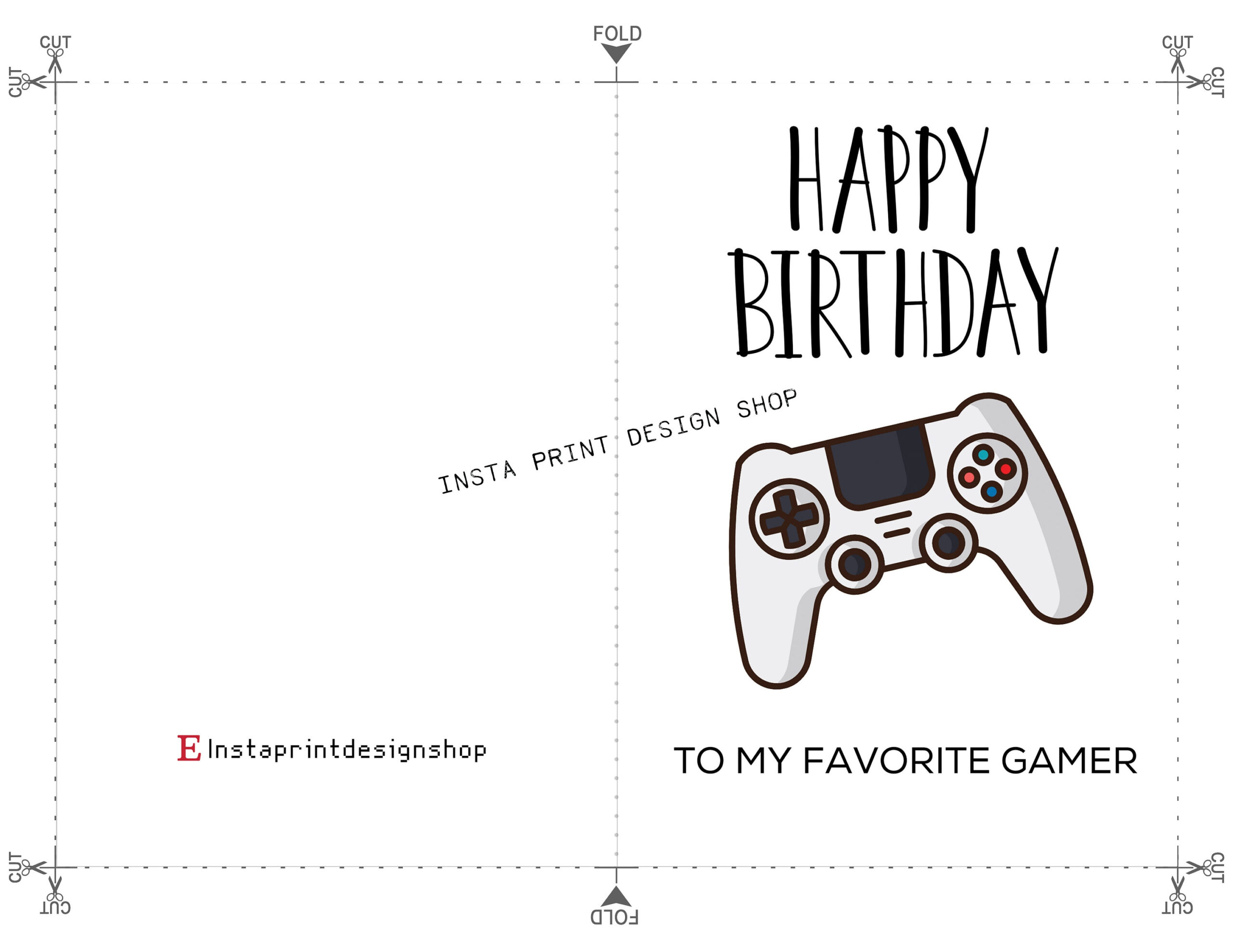 Printable Happy Birthday Gamer Birthday Card, 5X7 Blank Birthday for Gamer Birthday Cards Printable