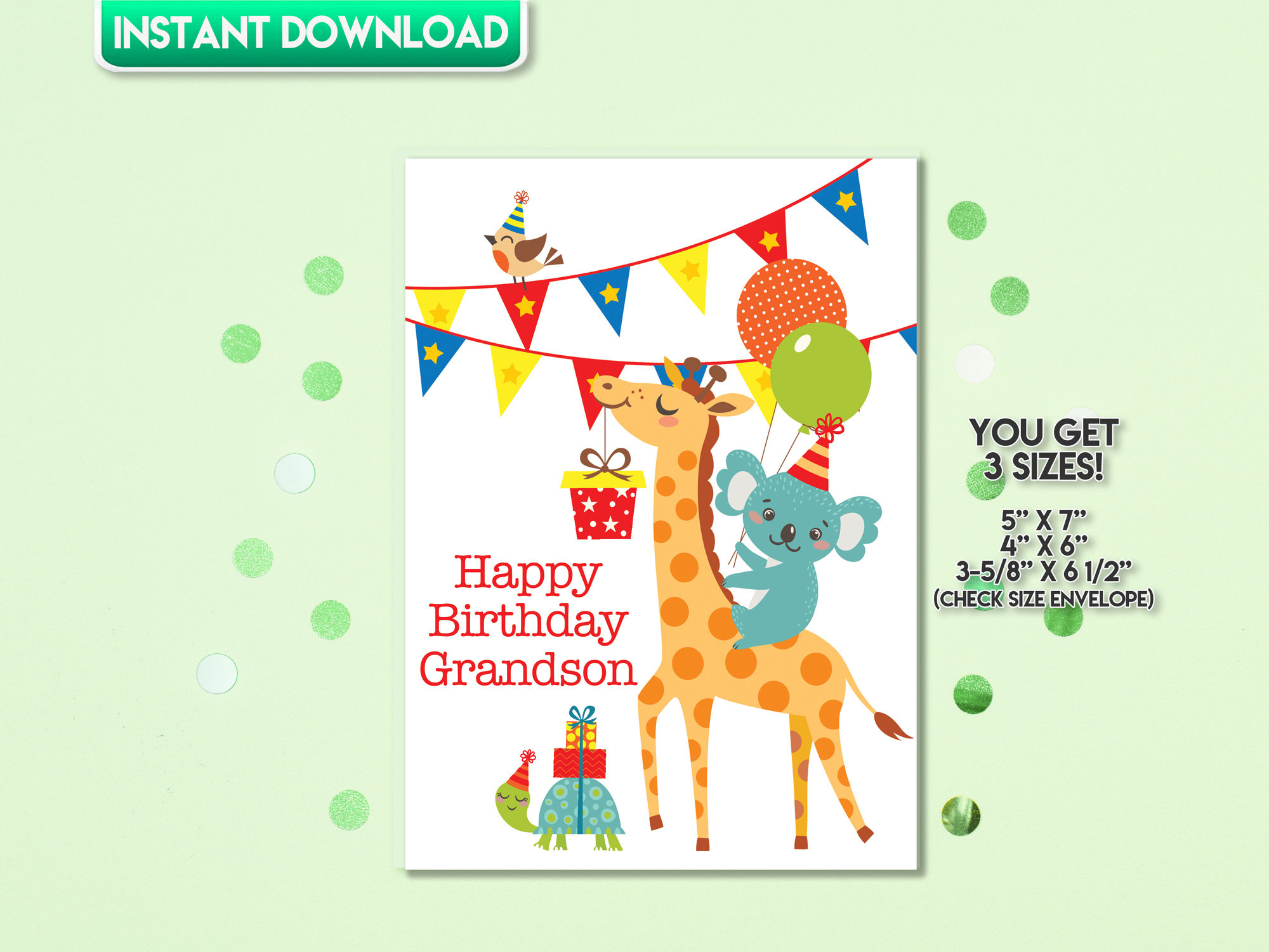 Printable Happy Birthday Grandson Instant Download Grandson in Printable Birthday Cards For Grandson Free