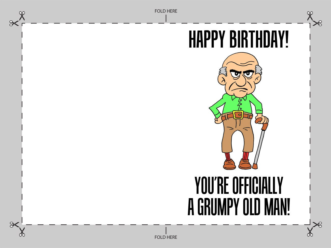 Printable Happy Birthday You&amp;#039;Re Officially A Grumpy Old Man Last intended for Printable Old Man Birthday Cards