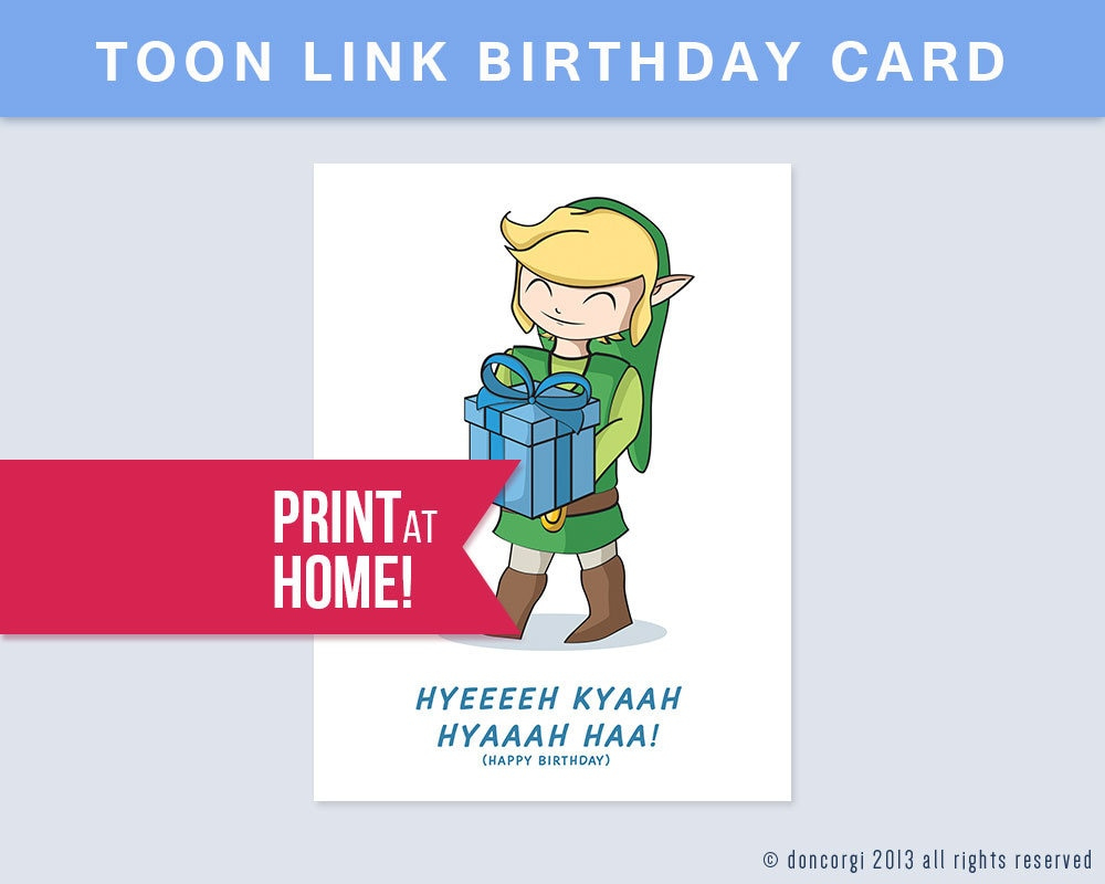 Printable Legend Of Zelda Birthday Card Digital Card Happy within Zelda Birthday Card Printable