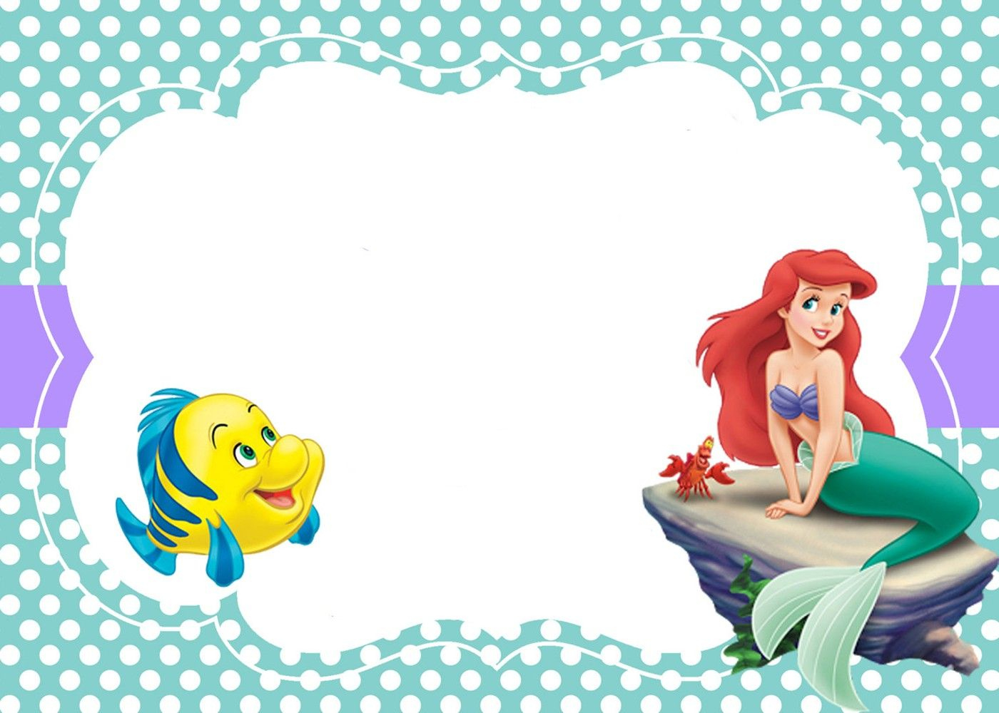 Printable Little Mermaid Invitation Card intended for Little Mermaid Birthday Cards Free Printables