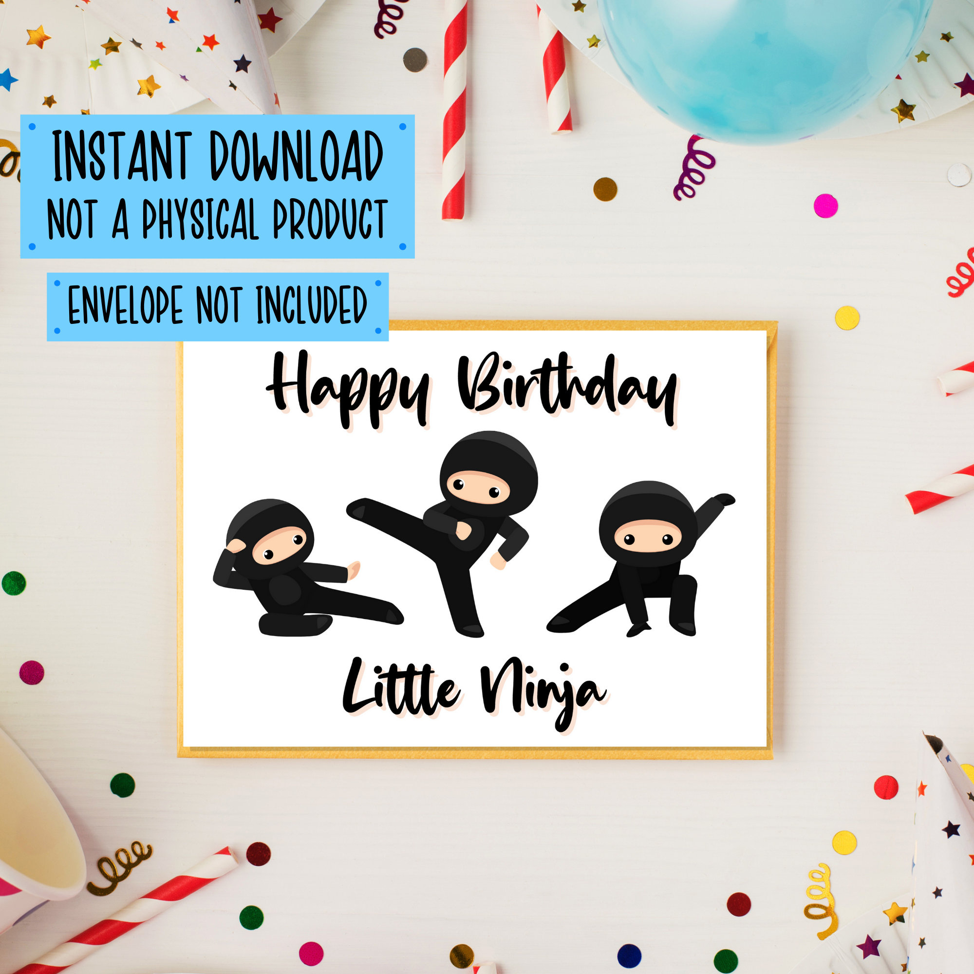 Printable Ninja Birthday Card Ninja Card, Downloadable Card within Ninja Birthday Card Printable