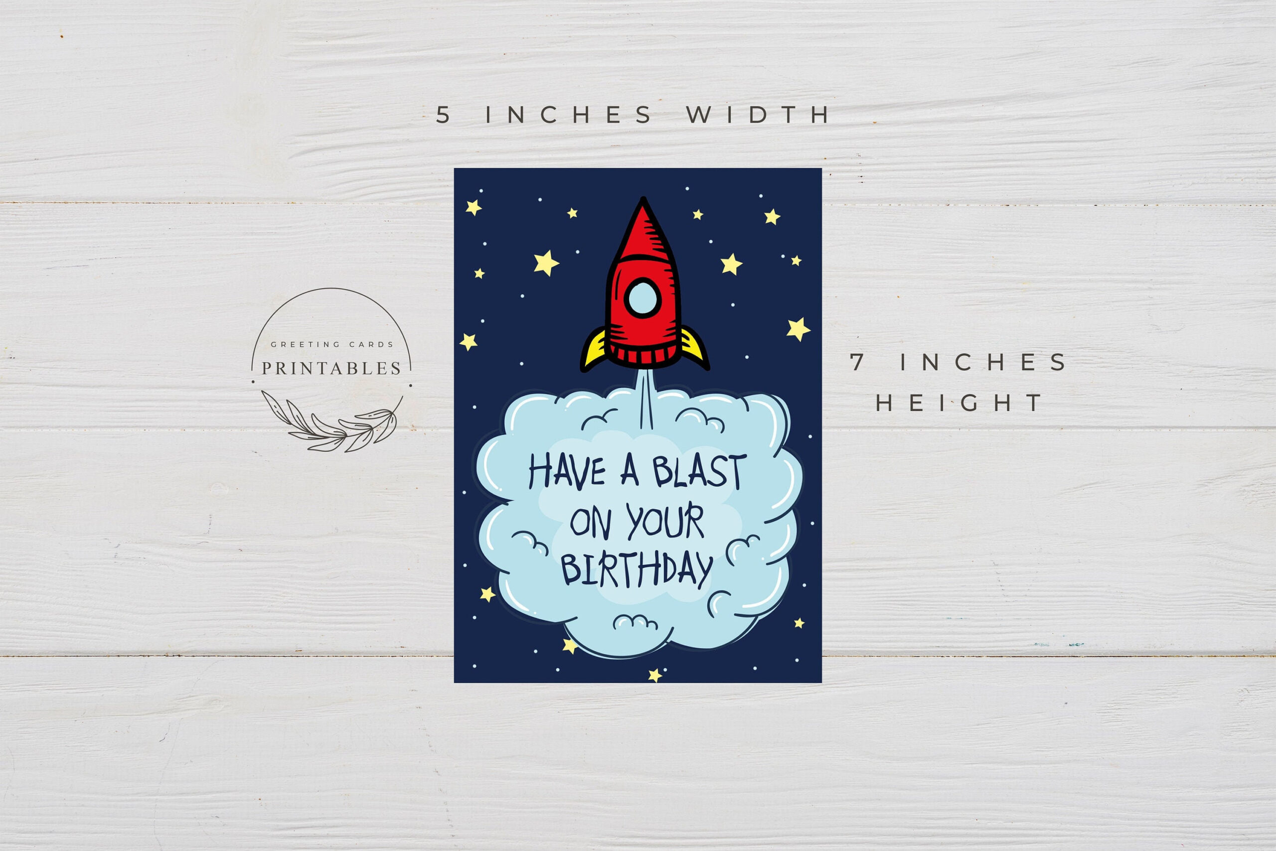 Printable Outer Space Birthday Card, Digital Download, Happy with Space Birthday Card Printable