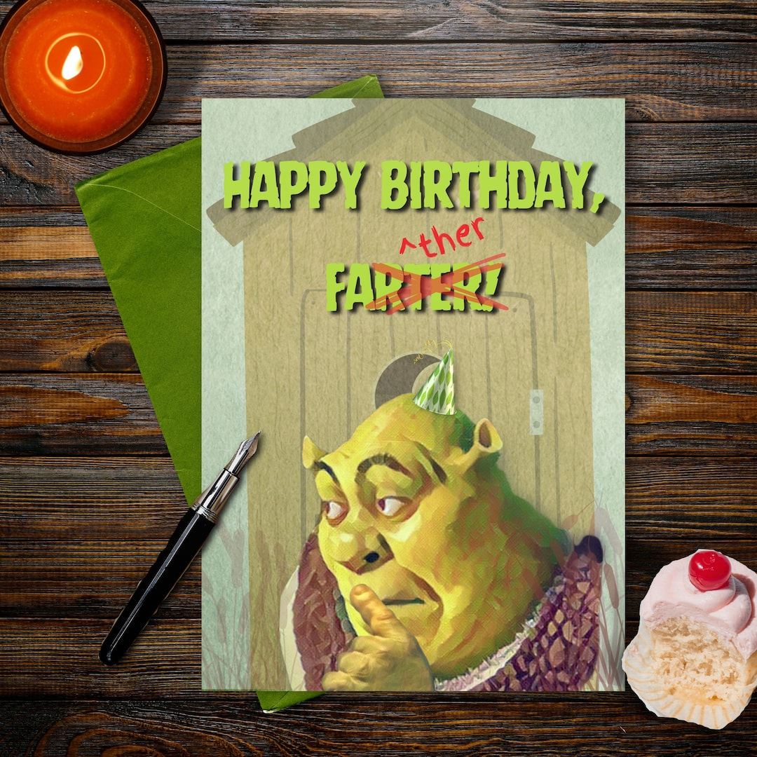 Printable Shrek Themed Birthday Card/Funny Birthday Card For regarding Shrek Birthday Card Printable