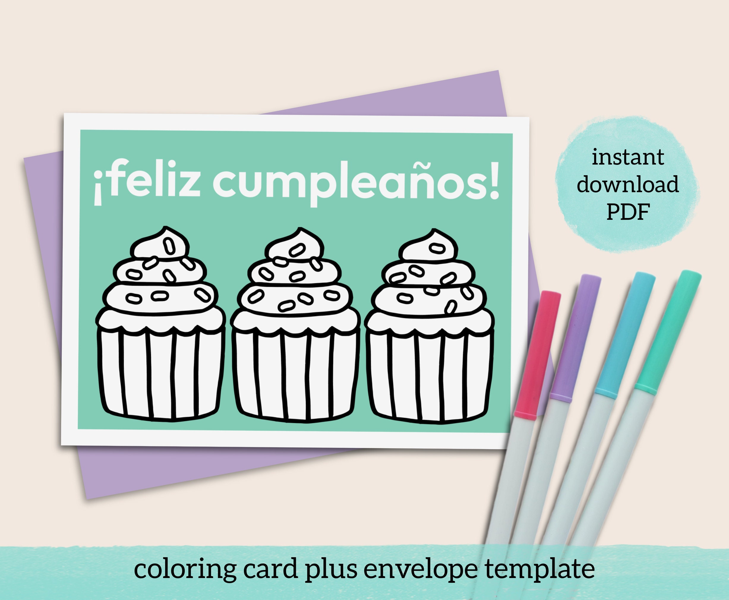 Printable Spanish Birthday Coloring Card Feliz Cumpleaños Pdf To pertaining to Spanish Birthday Cards Printable