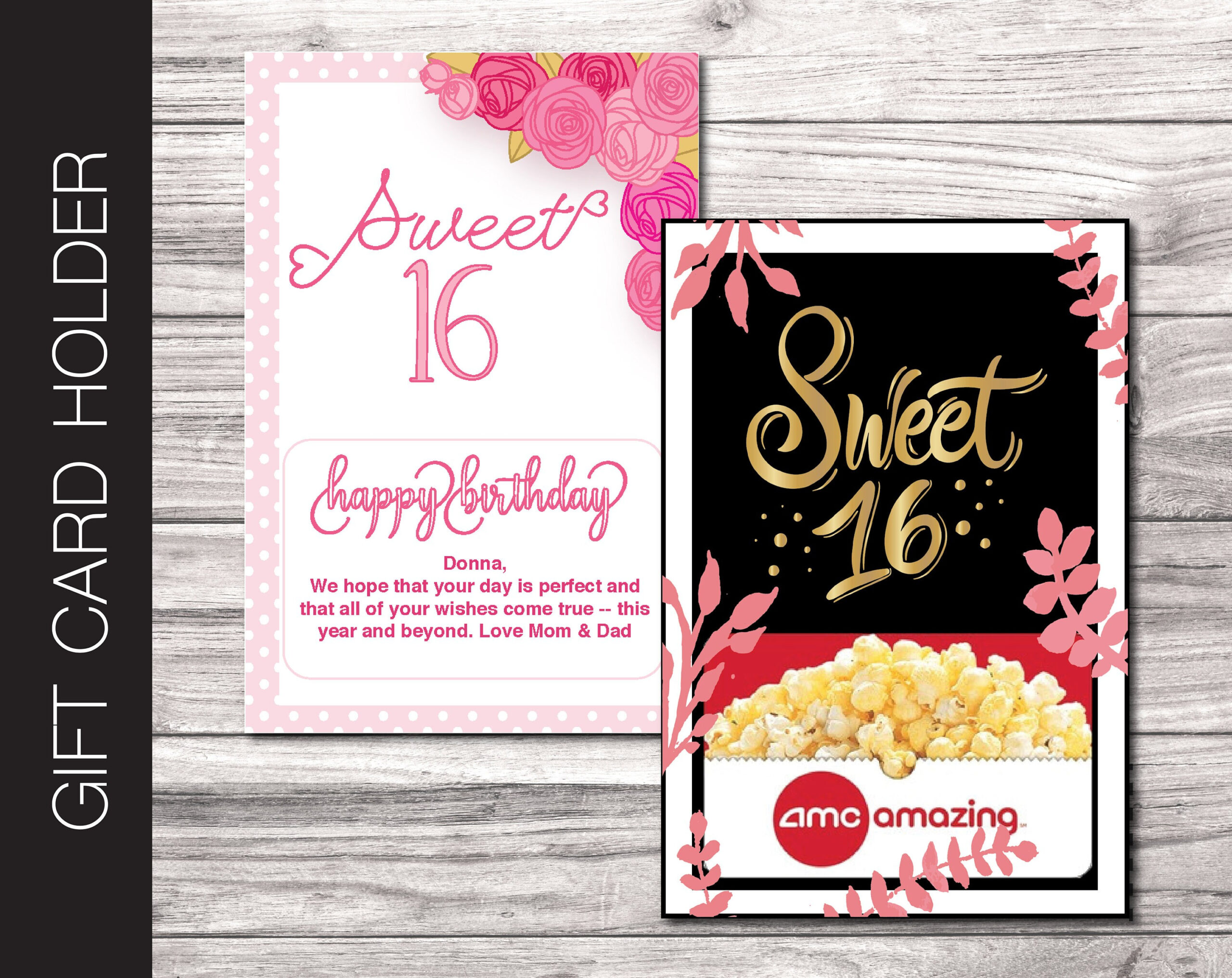 Printable Sweet 16 Birthday Gift Card Holder. Personalized. Sweet with regard to Sweet Sixteen Printable Birthday Cards