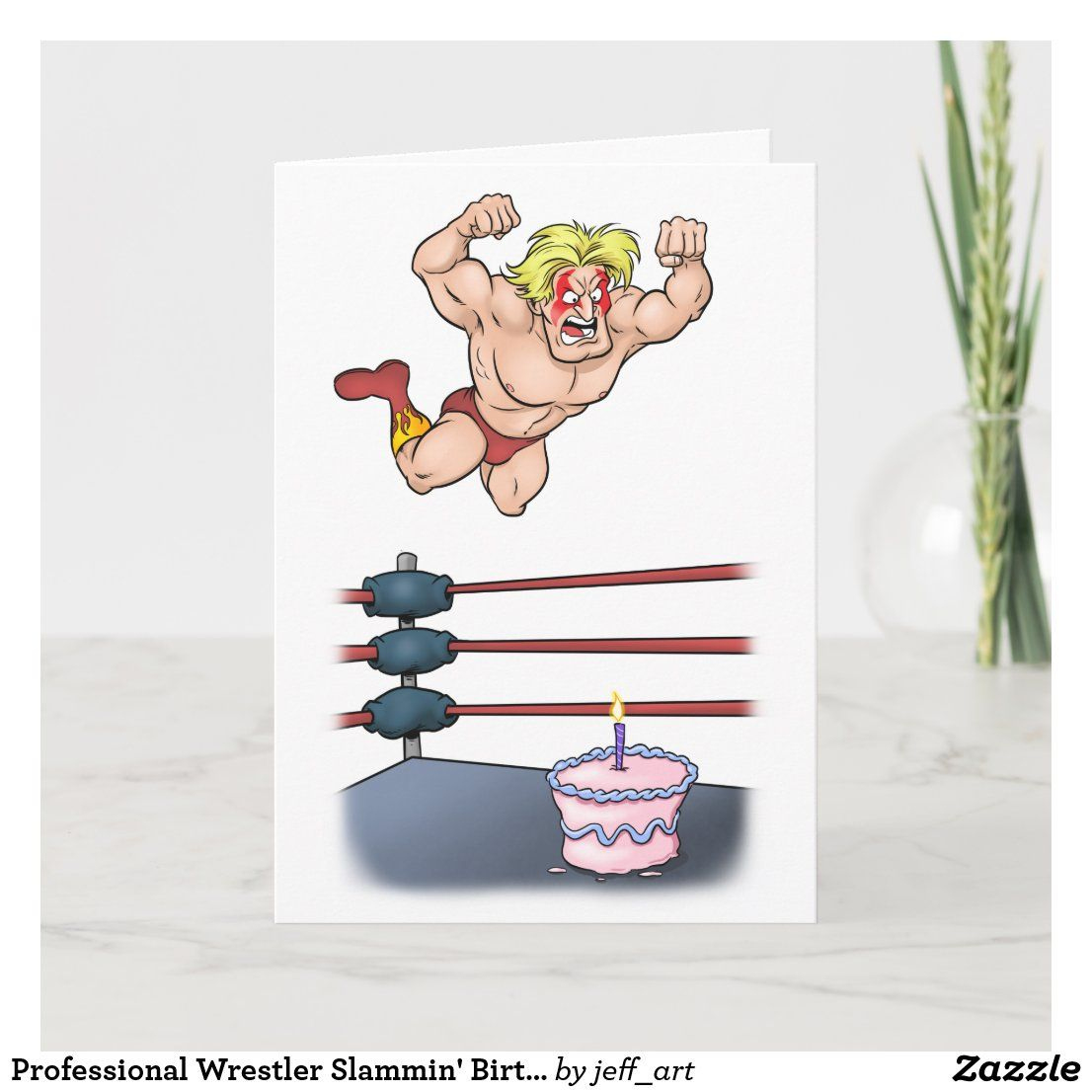 Professional Wrestler Slammin&amp;#039; Birthday Card | Zazzle within Wrestling Birthday Cards Printable Free