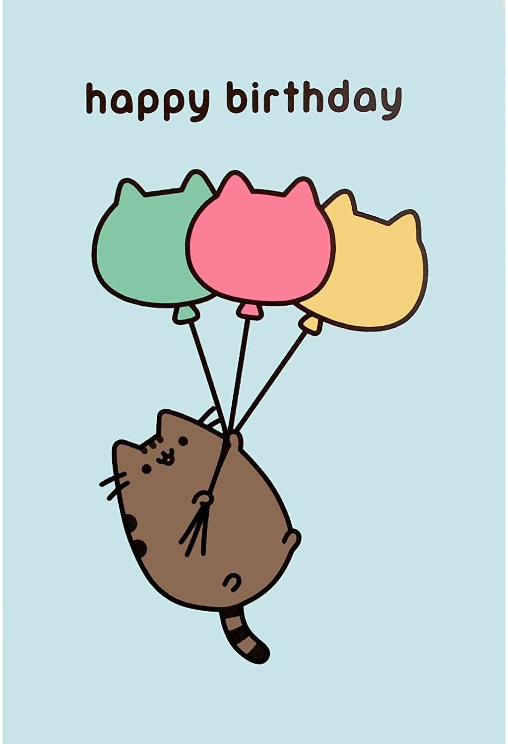 Pusheen The Cat Blank Birthday Card Balloons - Etsy Uk within Pusheen Birthday Card Printable