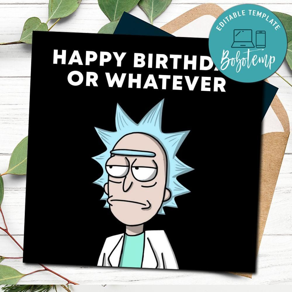 Rick And Morty Birthday Card Template To Print At Home Diy | Bobotemp pertaining to Printable Rick And Morty Birthday Card