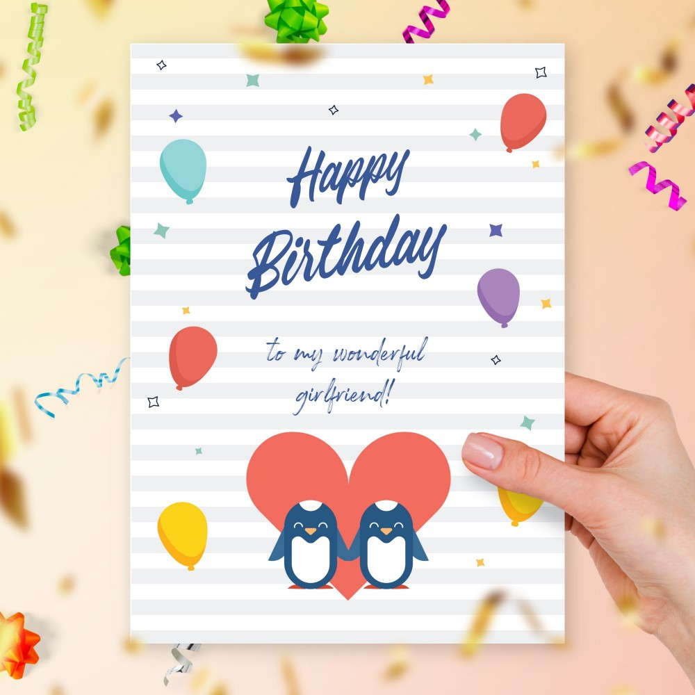 Romantic Birthday Card For Girlfriend Template Editable Online with regard to Birthday Card For Girlfriend Printable