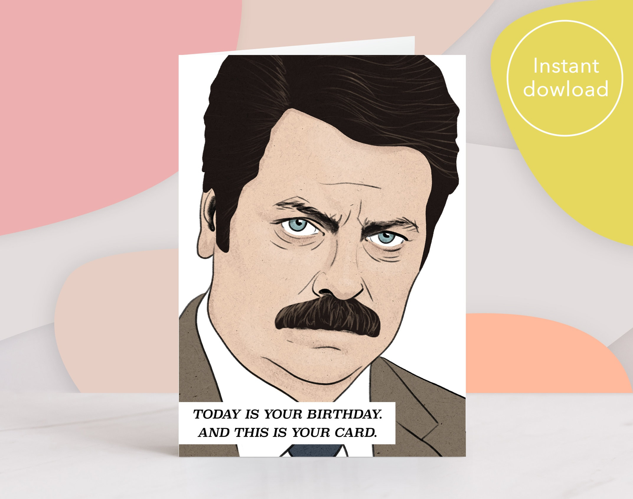 Ron Swanson Birthday Card Printable. Parks And Recreation Funny regarding Ron Swanson Birthday Card Printable