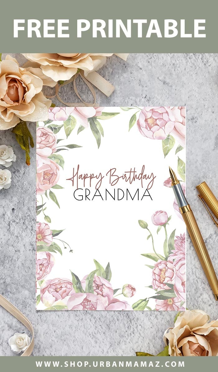 Roses &amp;quot;Happy Birthday Grandma&amp;quot; - Free Printable Birthday Cards For throughout Printable Birthday Cards For Grandma Free