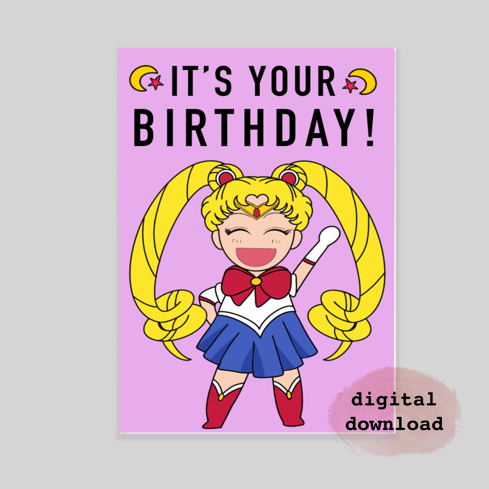 Sailor Moon Invitations - Etsy New Zealand with Sailor Moon Birthday Card Printable