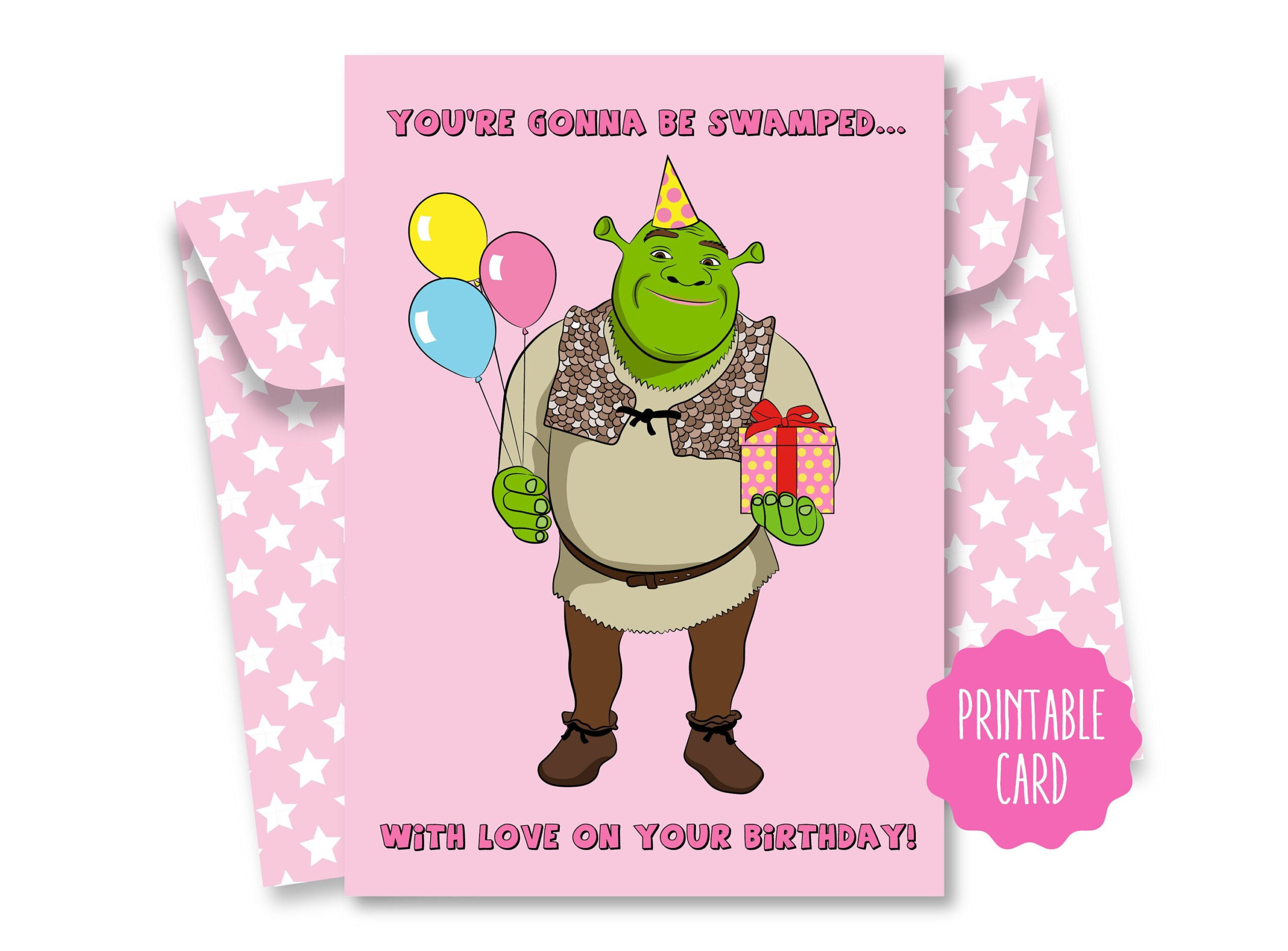 Shrek Birthday Card - Shrek Card - Shrek Gifts - Shrek Stickers with regard to Shrek Birthday Card Printable