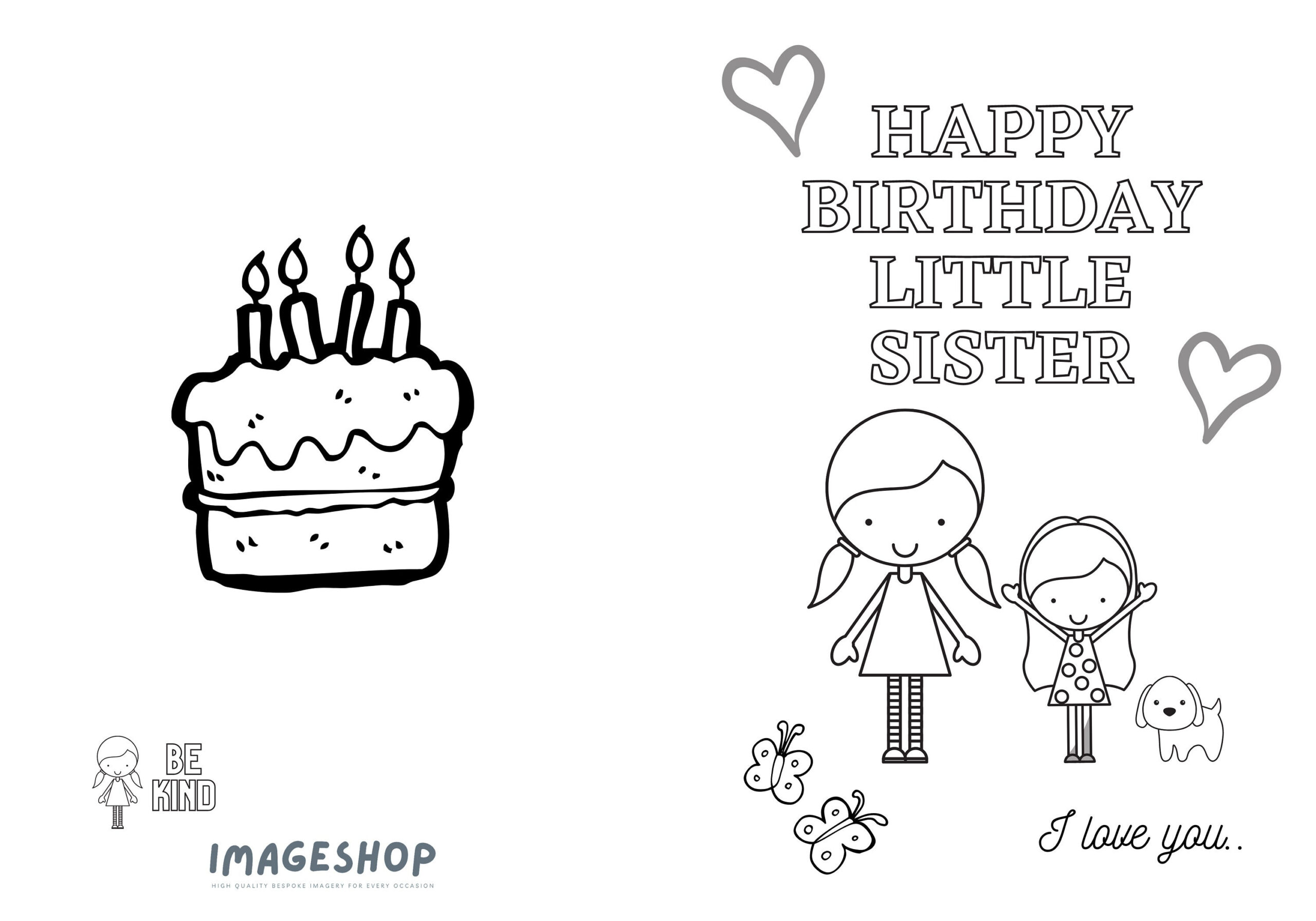 Sister Birthday Card, Happy Birthday, Colour In Card, Instant for Happy Birthday Sister Card Printable