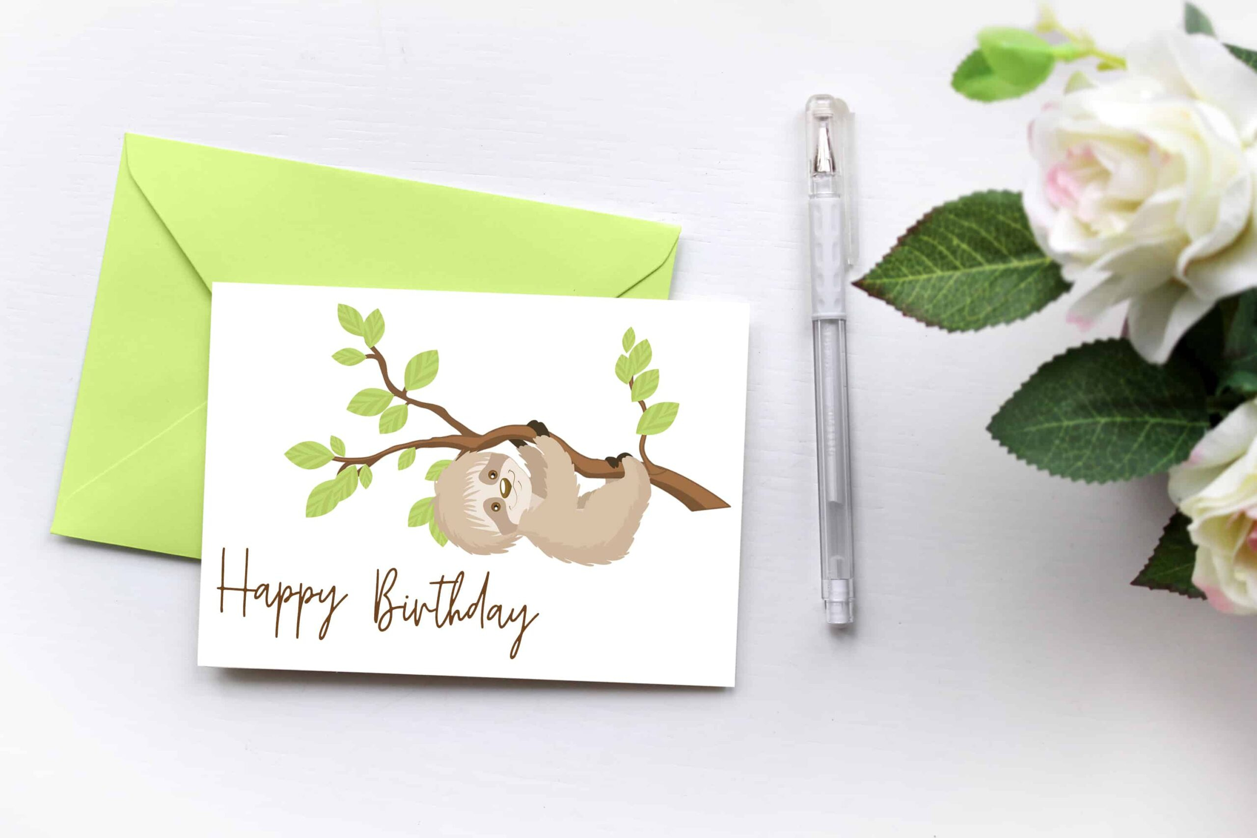 Sloth Birthday Card Printable Belated Birthday Card! throughout Free Printable Sloth Birthday Card