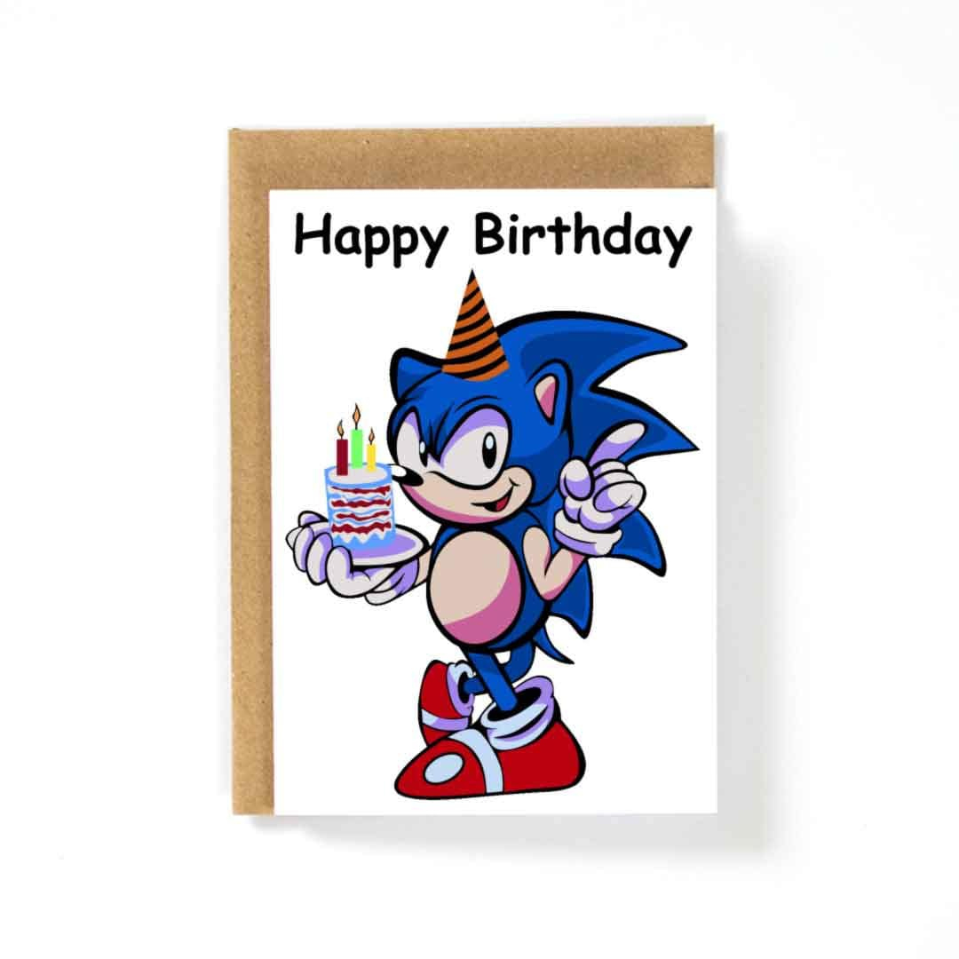 Sonic Happy Birthday Card - Etsy intended for Printable Sonic The Hedgehog Birthday Card