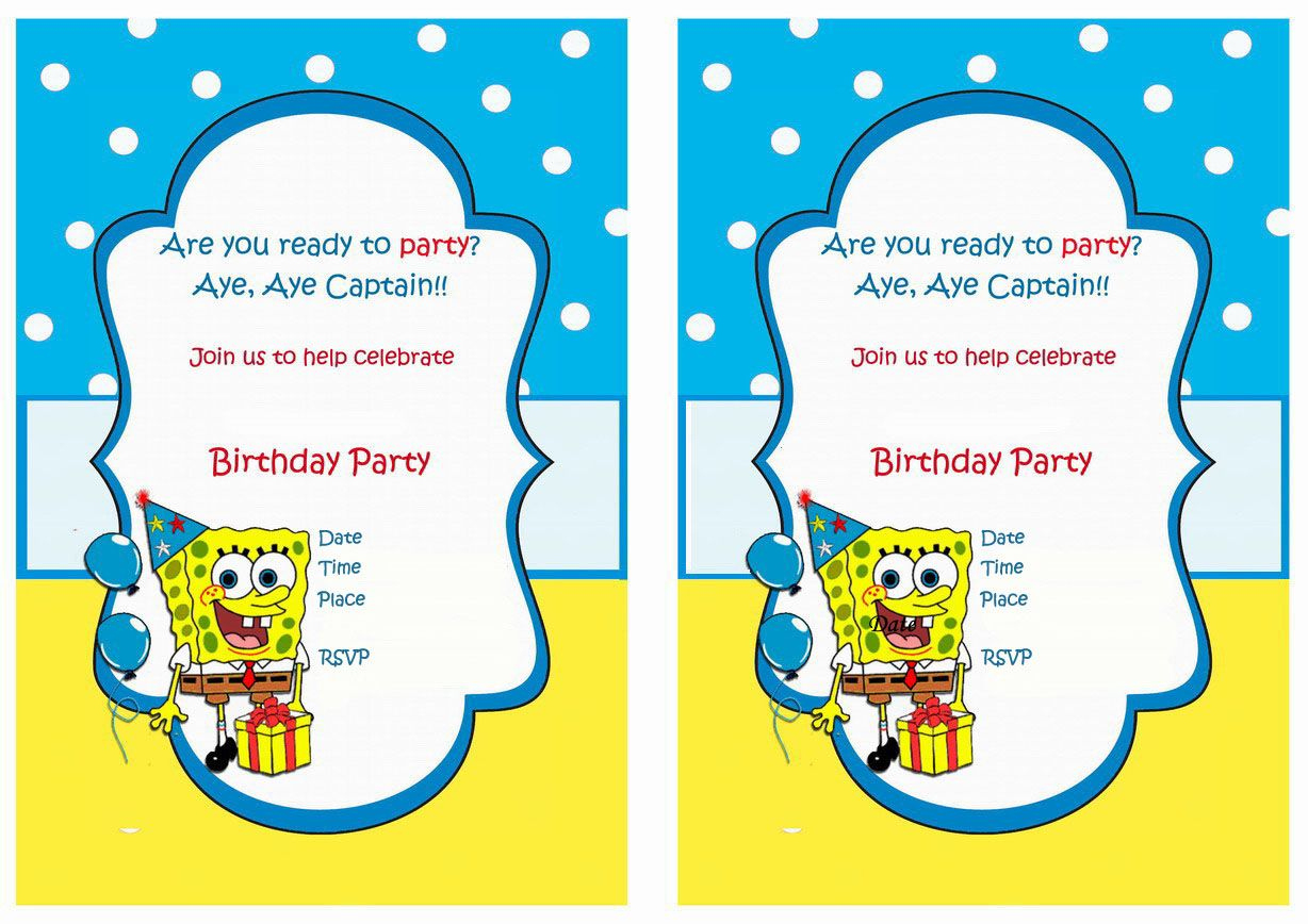 Spongebob Birthday Invitations – Birthday Printable | Spongebob regarding Free Printable Spongebob Birthday Cards