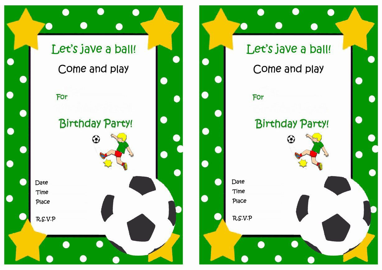 Sports Invitations in Free Printable Soccer Birthday Cards