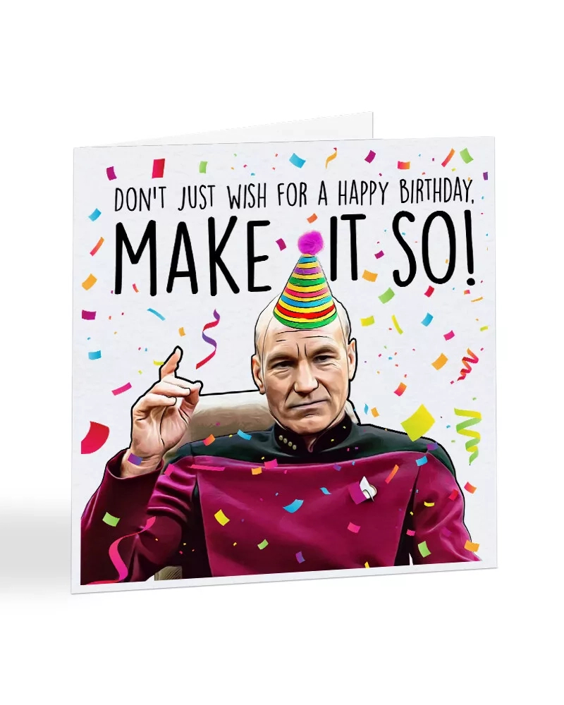 Star Trek, Captain Picard Make It So Birthday Card, Funny Dad, Brother - A7105 inside Star Trek Birthday Card Printable