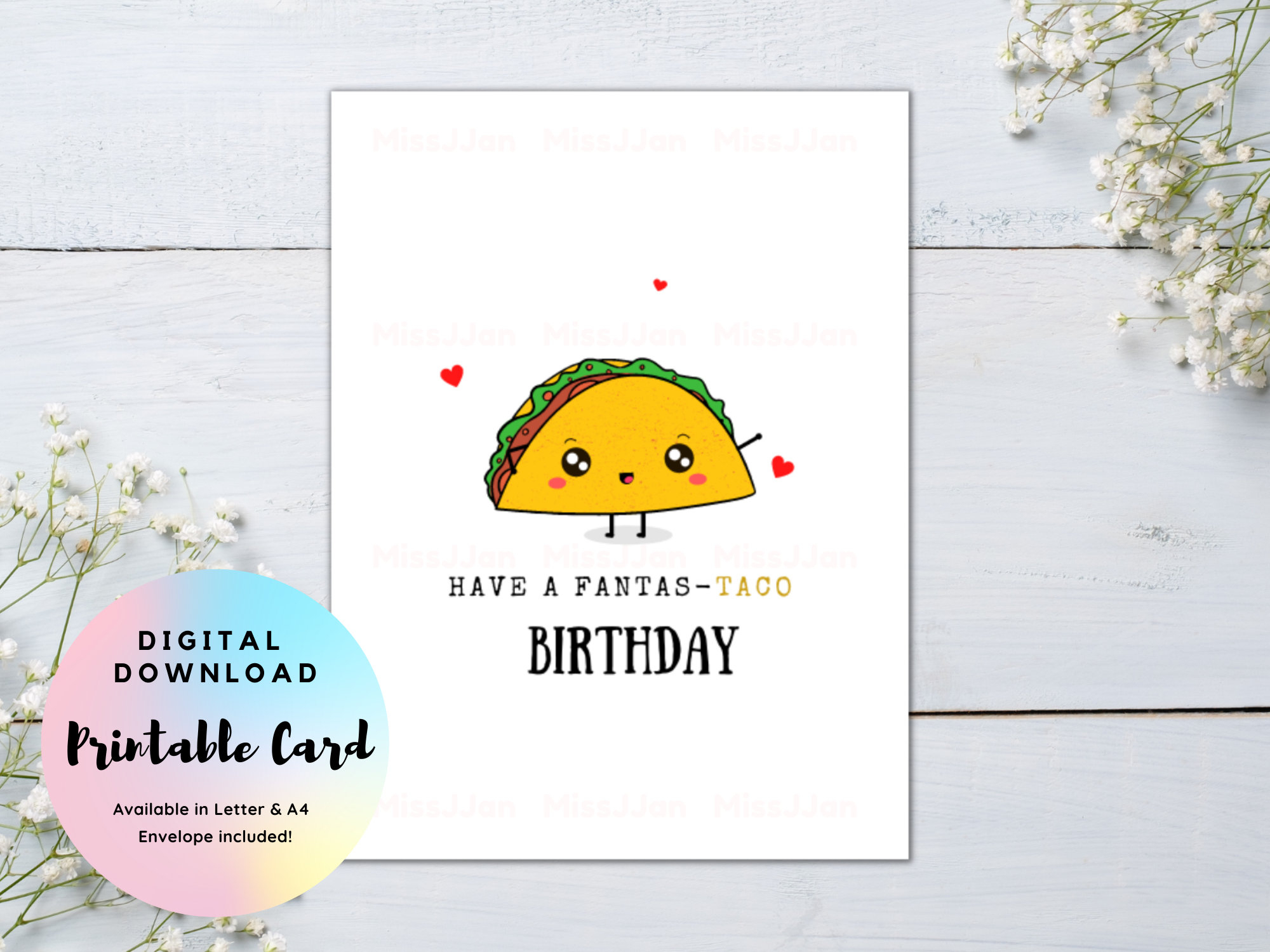 Taco Birthday Card, Food Pun Birthday Card, Birthday Card with regard to Taco Birthday Card Printable