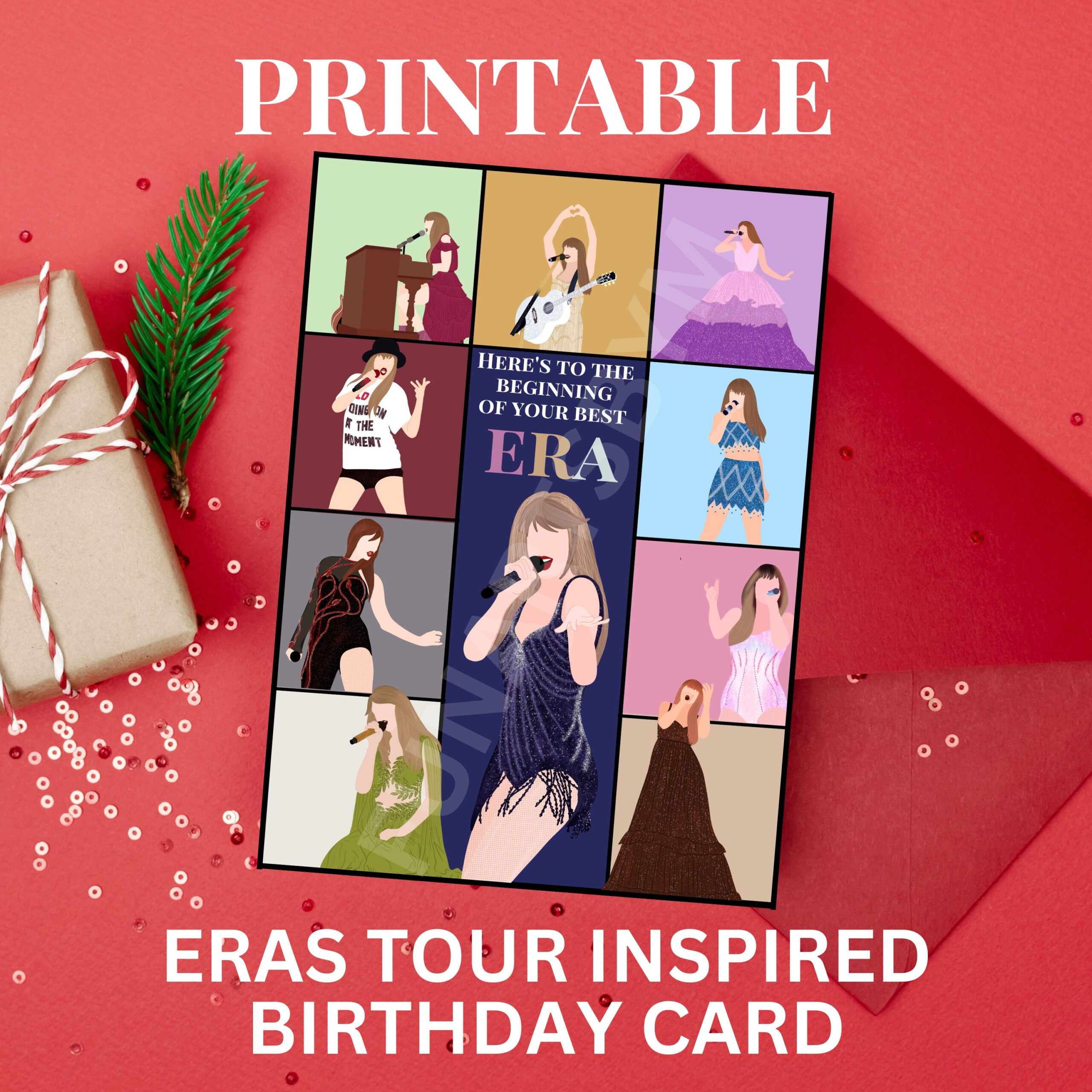 Taylor Swift Eras Tour Printable Birthday Card, Swiftie Birthday for Printable Taylor Swift Birthday Card