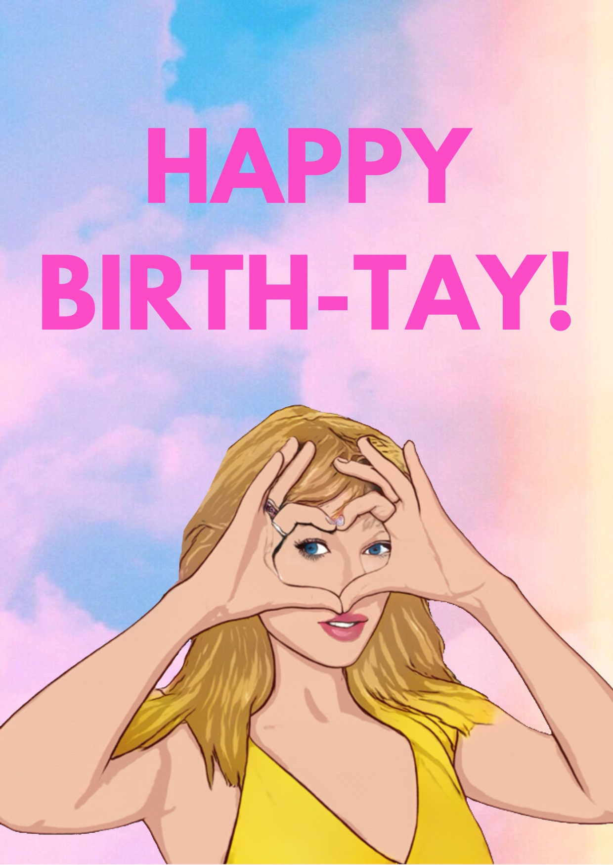 Taylor Swift Printable Birthday Day Card-Happy Birth-Tay! for Taylor Swift Birthday Card Printable