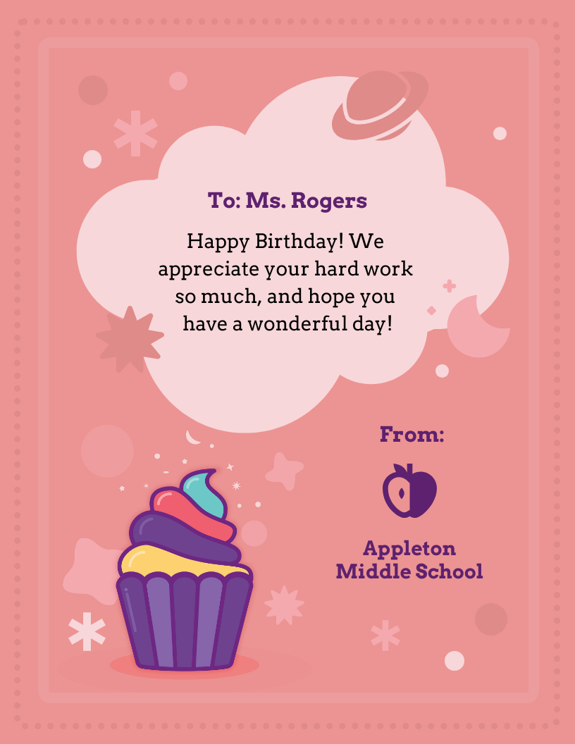 Teacher Birthday Card - Venngage with regard to Birthday Card For Teacher Printable