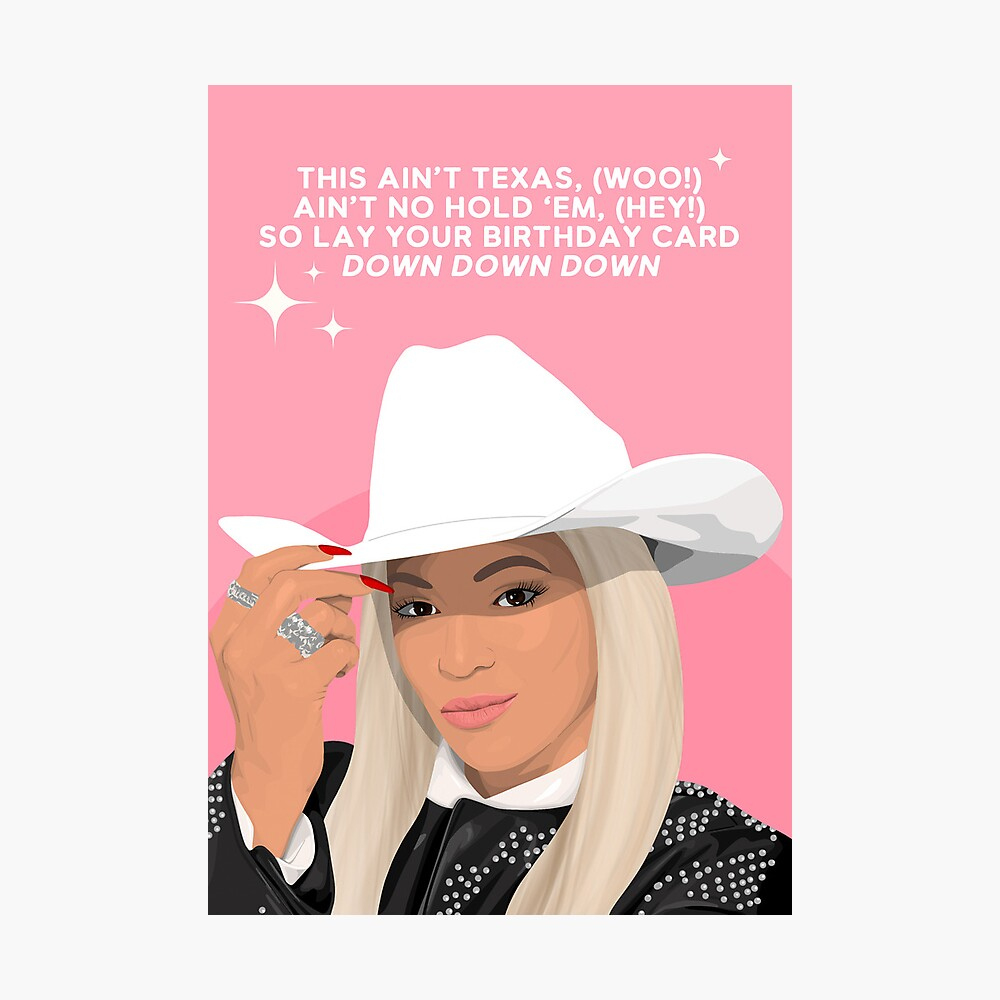 Texas Hold &amp;#039;Em Beyonce Birthday&amp;quot; Greeting Card For Sale inside Printable Beyonce Birthday Card