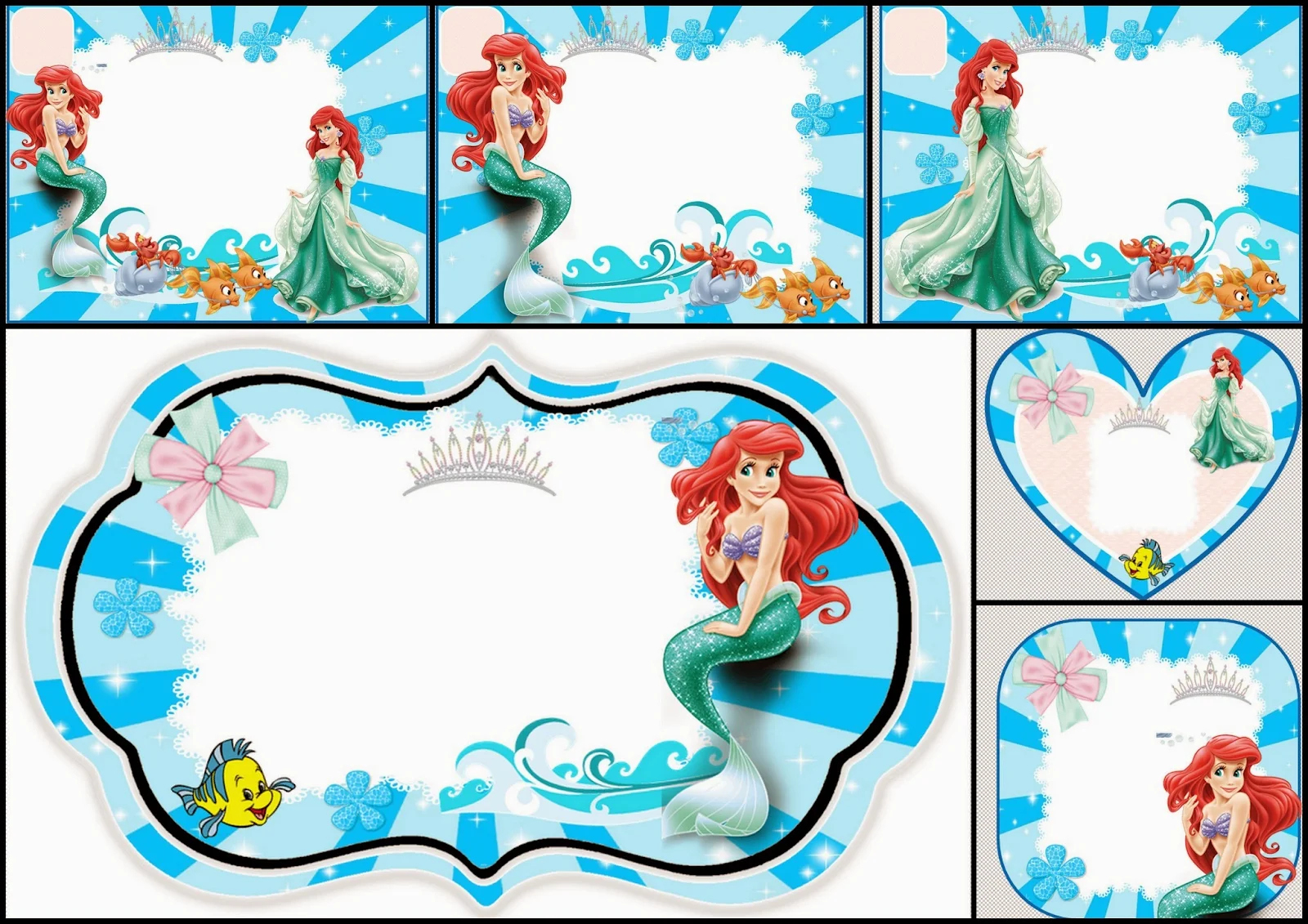 The Little Mermaid Free Printable Invitations, Cards Or Photo for Little Mermaid Birthday Cards Free Printables