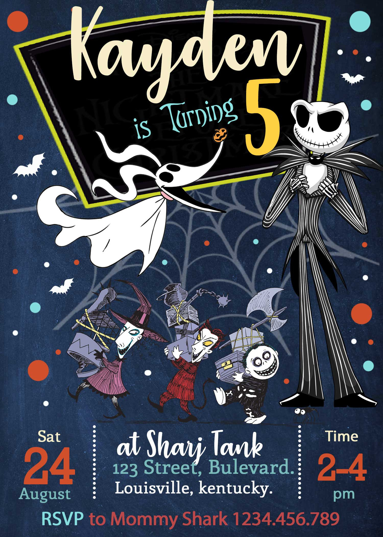 The Nightmare Before Christmas Birthday Invitation in Nightmare Before Christmas Printable Birthday Cards