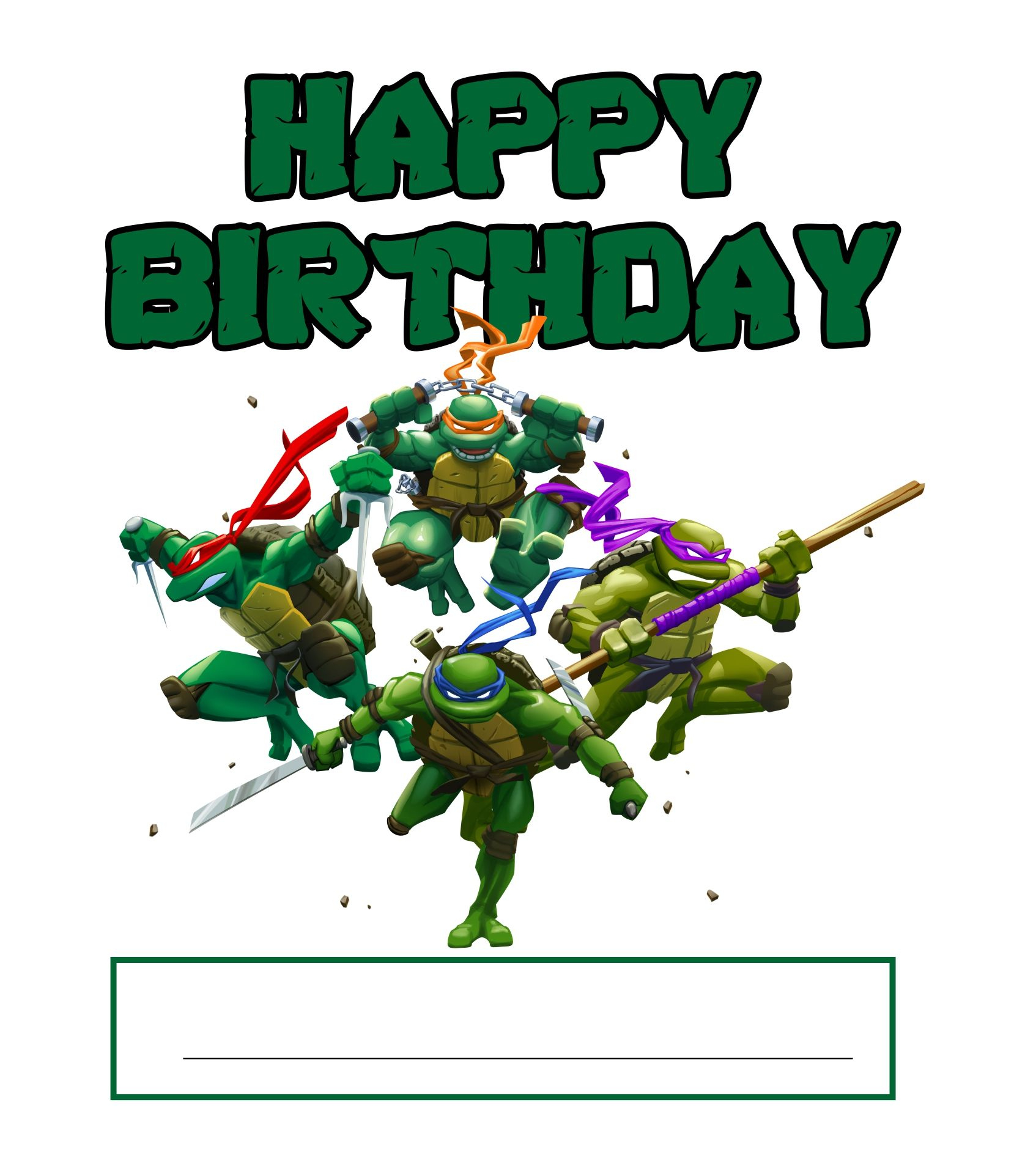 Ninja Turtle Birthday Card Printable