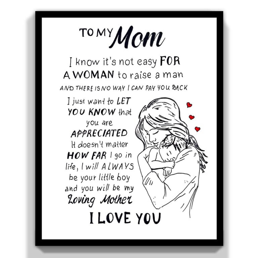 To My Mom From Son Card Print. Son To Mom Gift Card. Mothers Birthday Card Print. I Love You Mom Card. Mom Poem Card. Digital Download. - Etsy regarding Printable Birthday Cards For Mom From Son