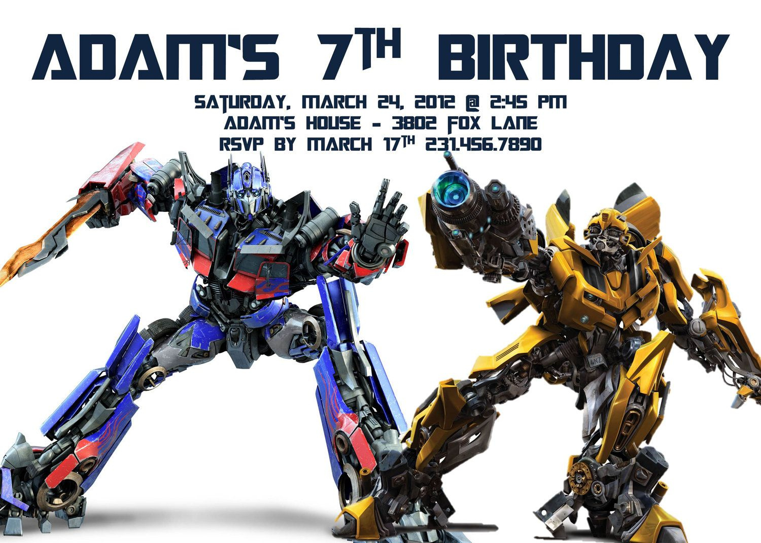 Transformer Birthday Invitations for Transformer Birthday Cards Free Printable